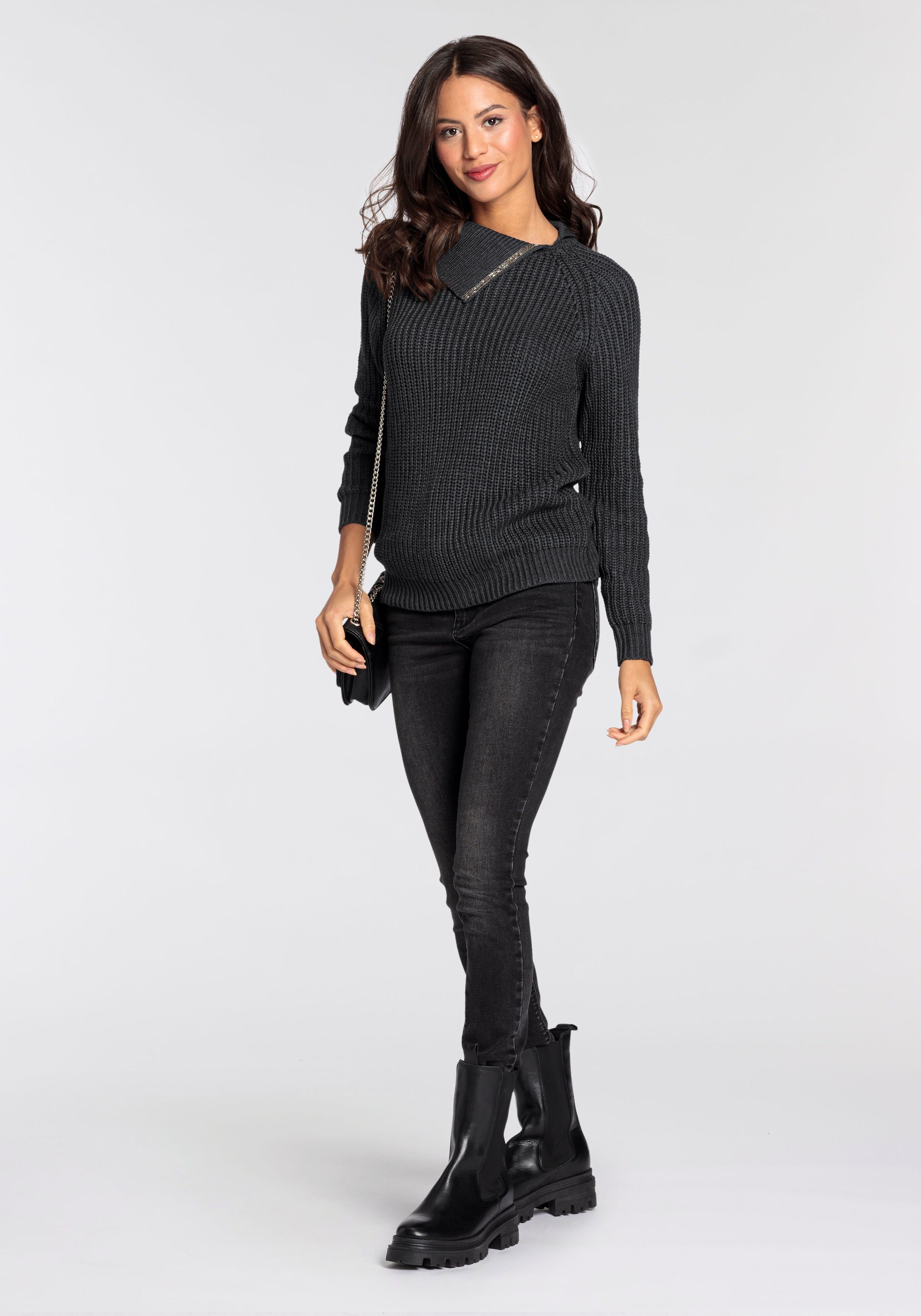 Laura Scott Gebreide trui met elegant glinsterend detail
