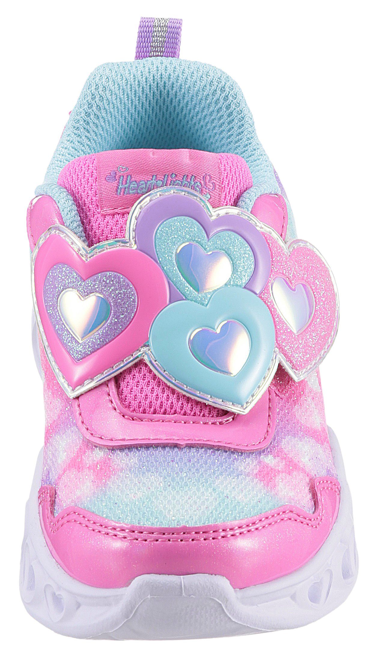 Skechers Kids Babyschoentjes Knipperschoen HEART LIGHTS - LOVIN REFLECTION , blink,-klittenbandschoen met hart-applicatie, maat sjabloon om te downloaden