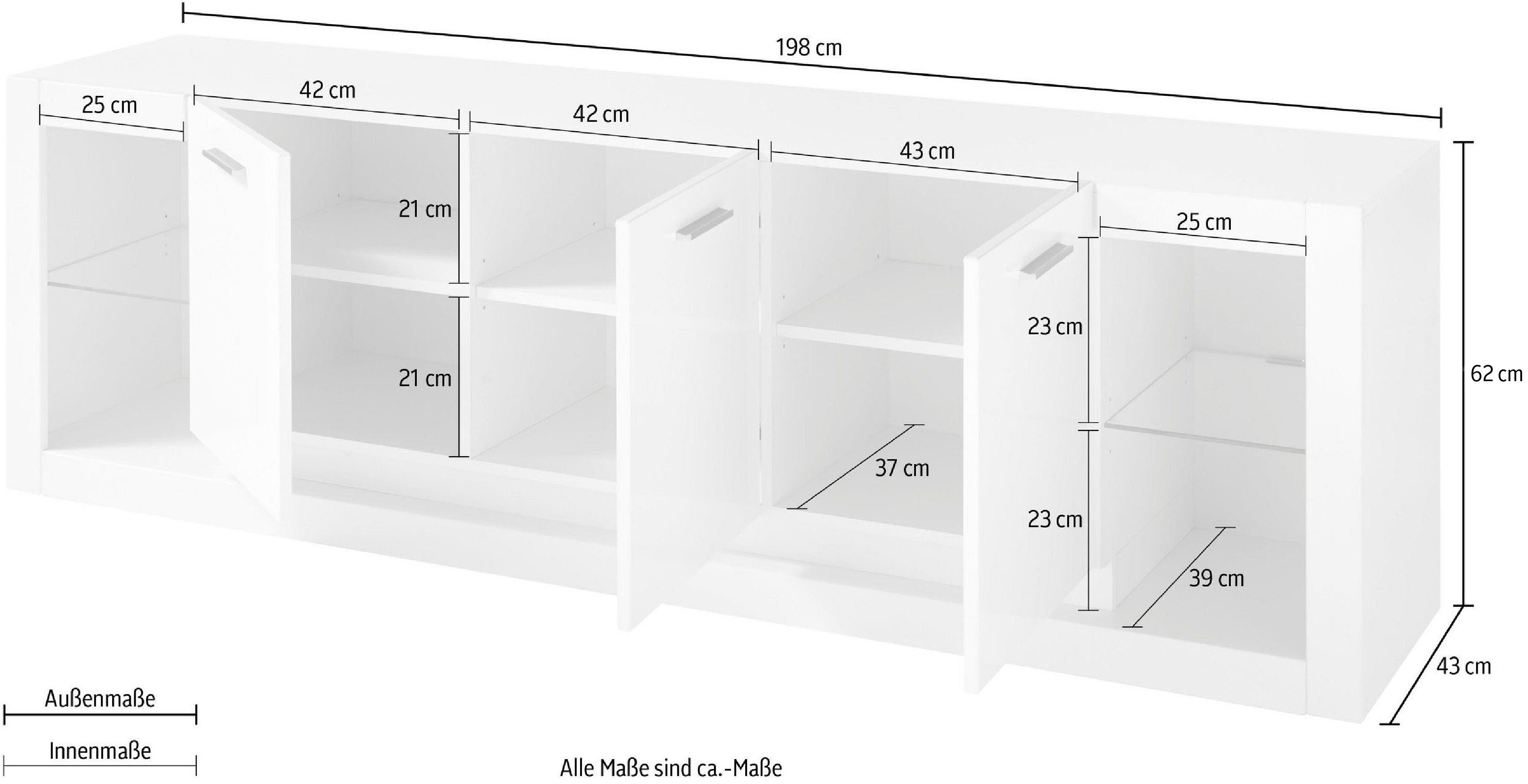 Places of Style Tv-meubel MERAN Breedte ca. 198 cm