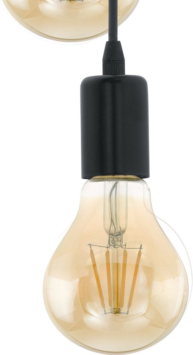 EGLO Hanglamp TOWNSHEND zwart, bruin / l100 x h110 x b10 cm / retro / vintage / eettafel