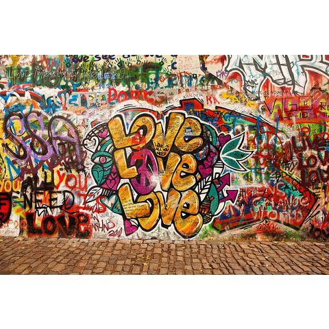 Papermoon Fotobehang Liebe Graffiti Lennon Wand