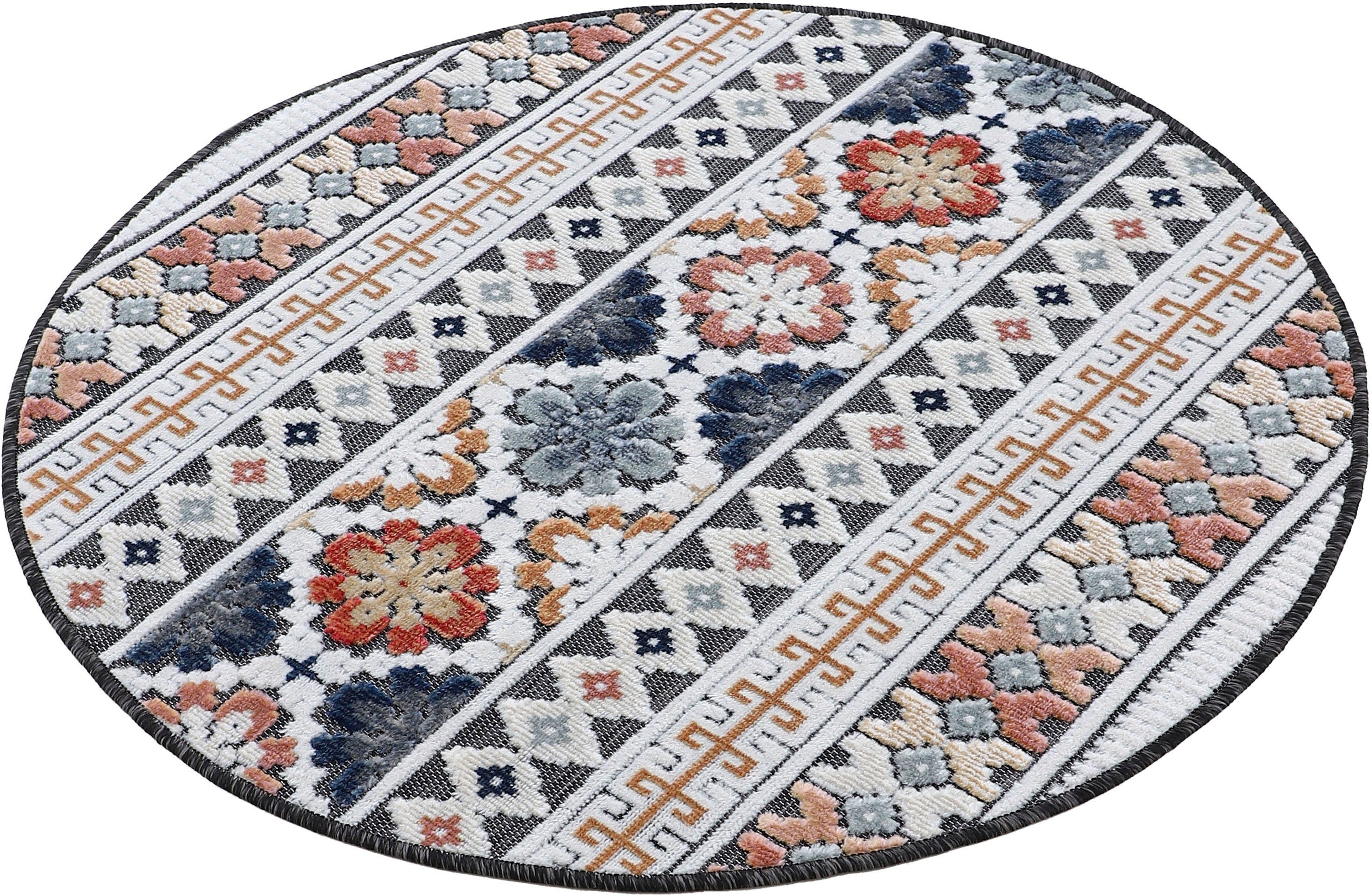 carpetfine Vloerkleed Deja 103 robust vlakweefsel, motief - florale palmbladeren, hoog-laag effect