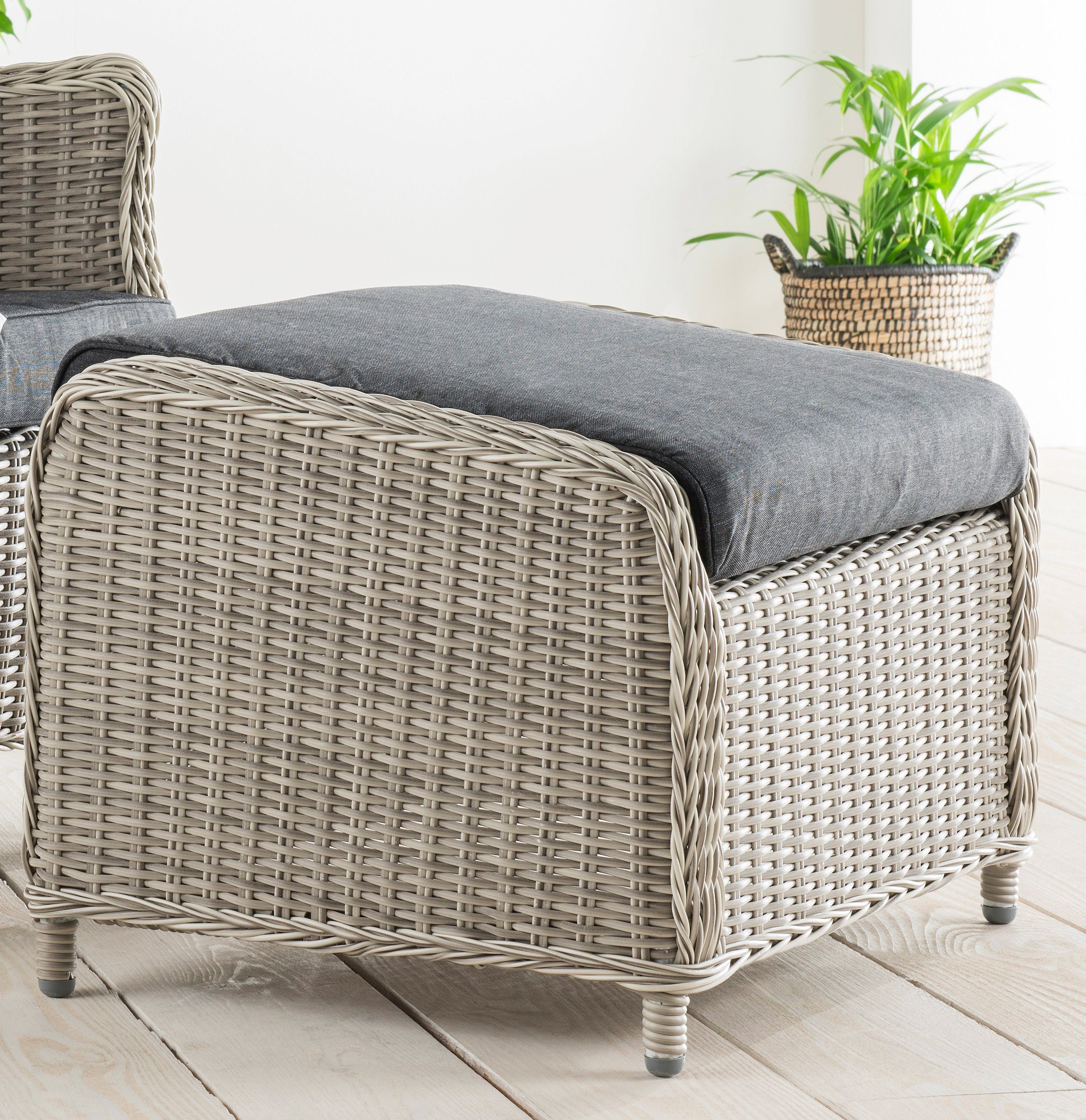 Destiny Tuinset LUNA CASA Polyrotan, fauteuil met voetenbankje, incl. kussens (set, 4-delig)