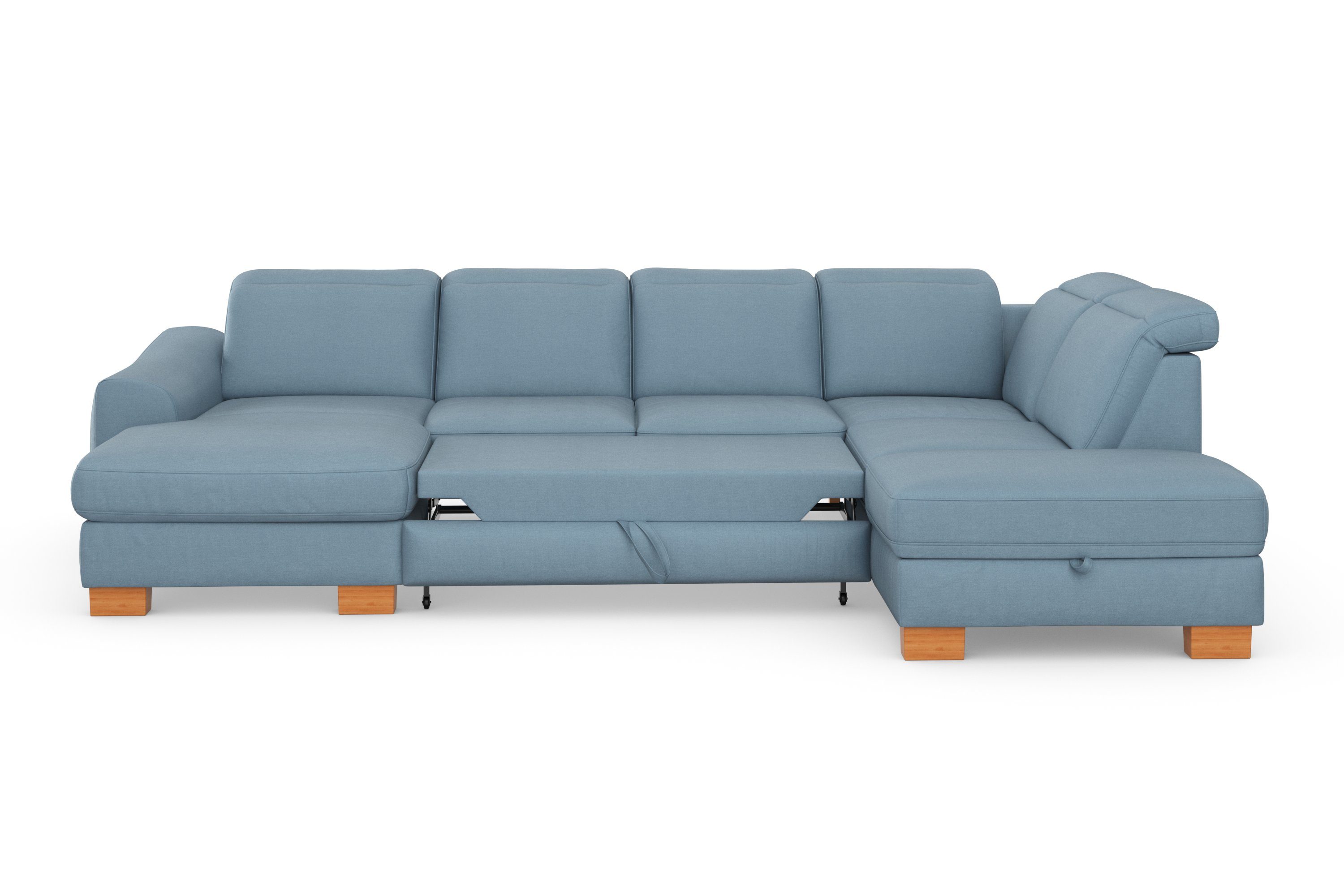 sit&more Zithoek Dundee U-vorm met binnenvering en massief houten poten, naar keuze met verstelbare hoofdsteun