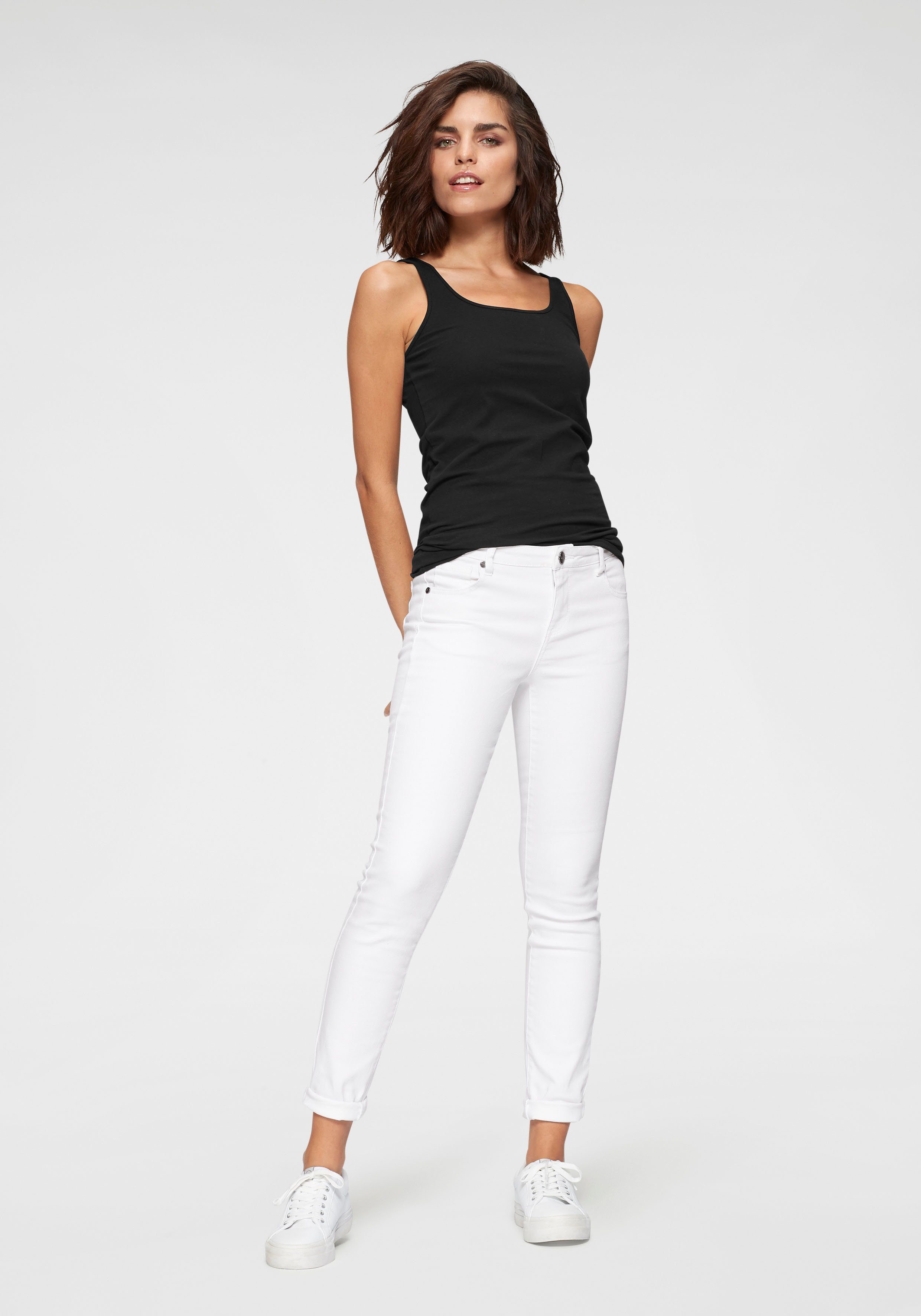 Tamaris Skinny fit jeans smalle broekpasvorm, normale taille, 5-pocket-vorm, used-wassing