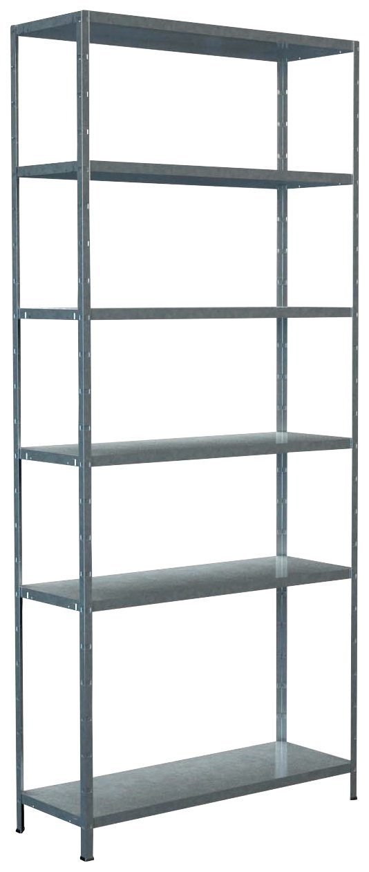SCHULTE Regalwelt Stellingkast Montagesysteem basiskast Metaal verzinkt, 2300x1000x350 mm, 6 planken rekken zilver(kleur)
