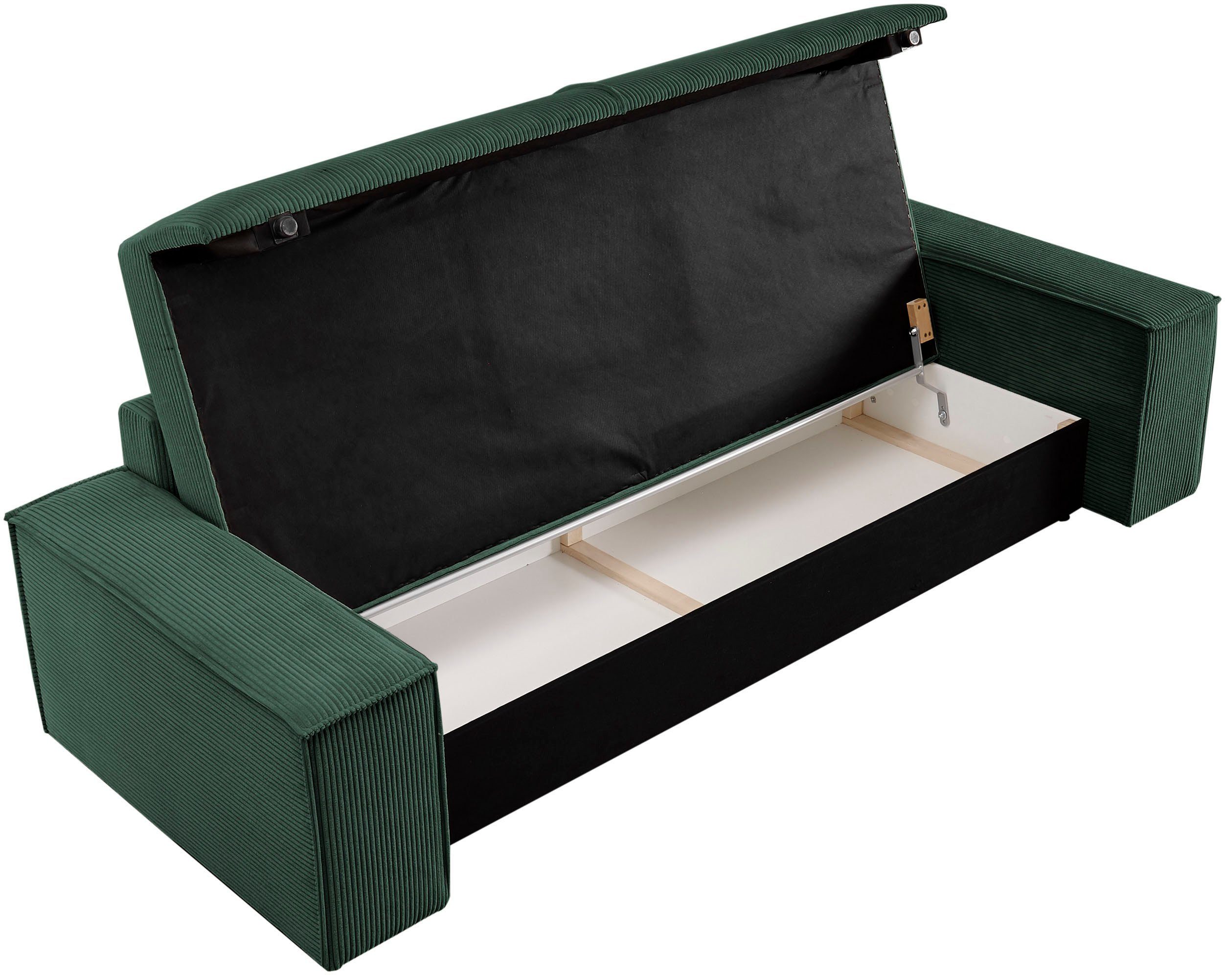 Home affaire 3-zitsbank SHERWOOD slaapbank (257 cm) ribfluweel, velours, vintage lederlook