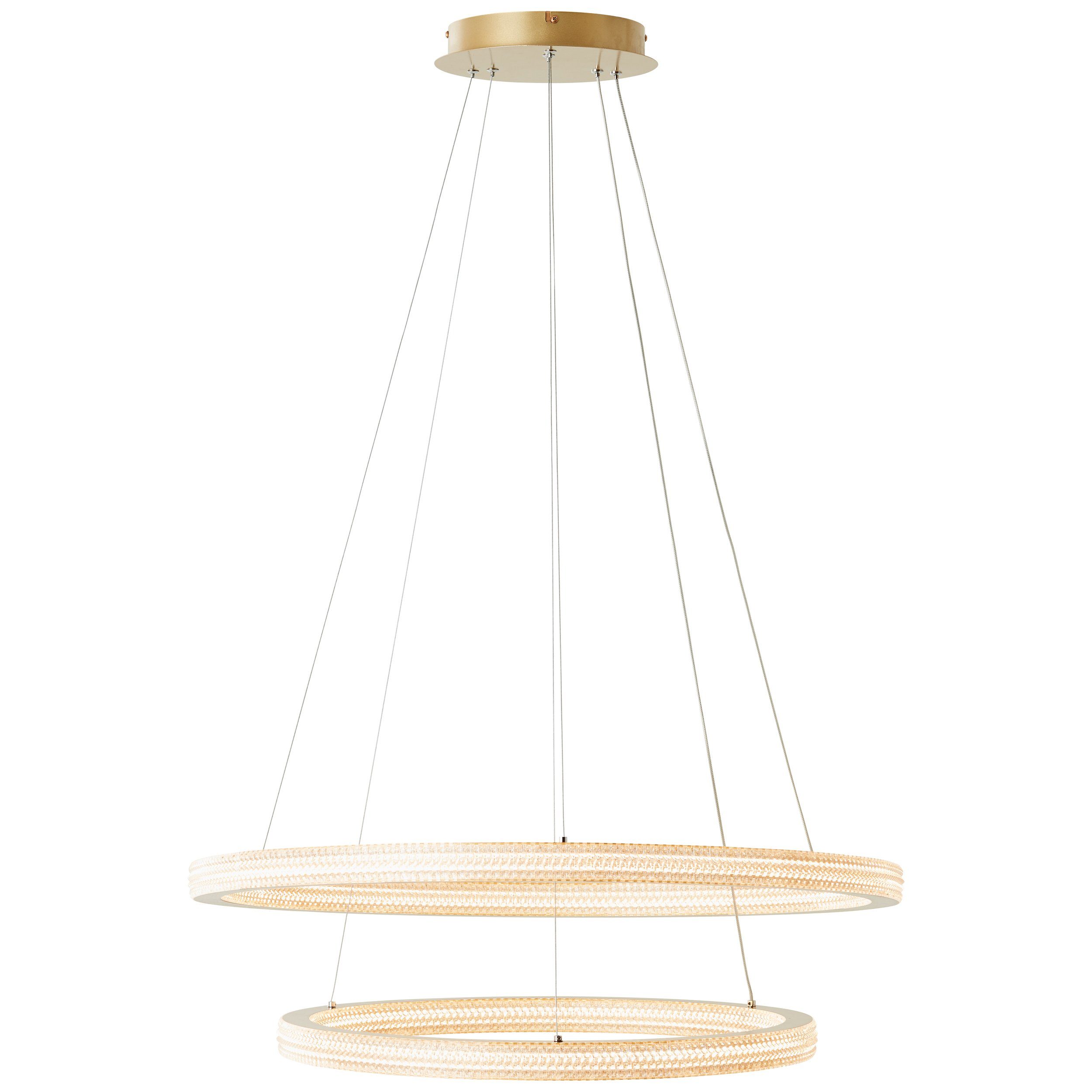 Brilliant Leuchten Led-hanglamp Calvi 11200 lm, hoogte 150 cm, ø 80 cm, aluminium/kunststof, matgoudkleur
