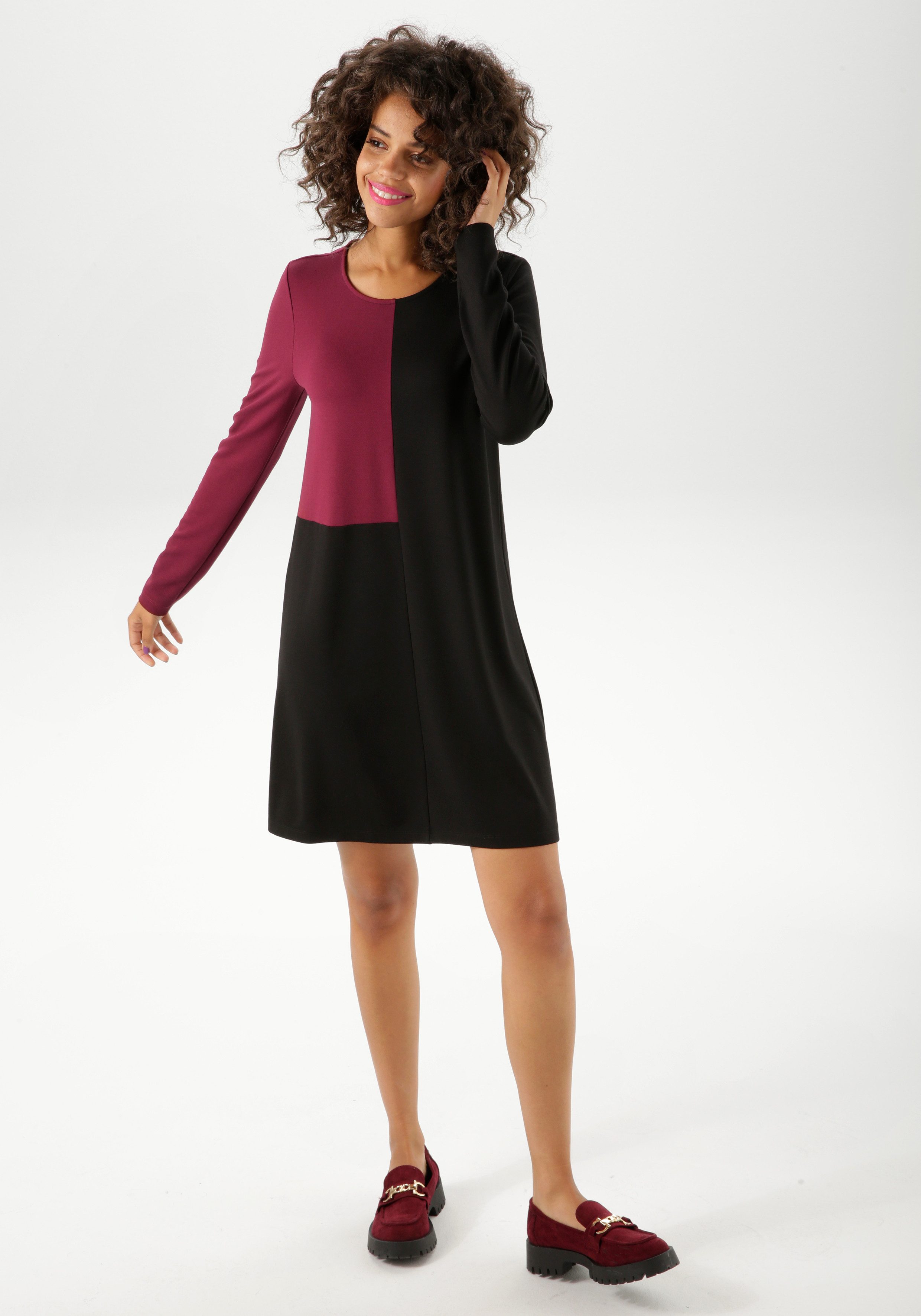 Aniston CASUAL Jerseyjurk met verfijnde kleuraccenten
