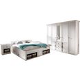 home affaire slaapkamerserie california groot: bed 180 cm, 2 nachtkastjes, 5-deurs kledingkast (set, 4-delig) wit