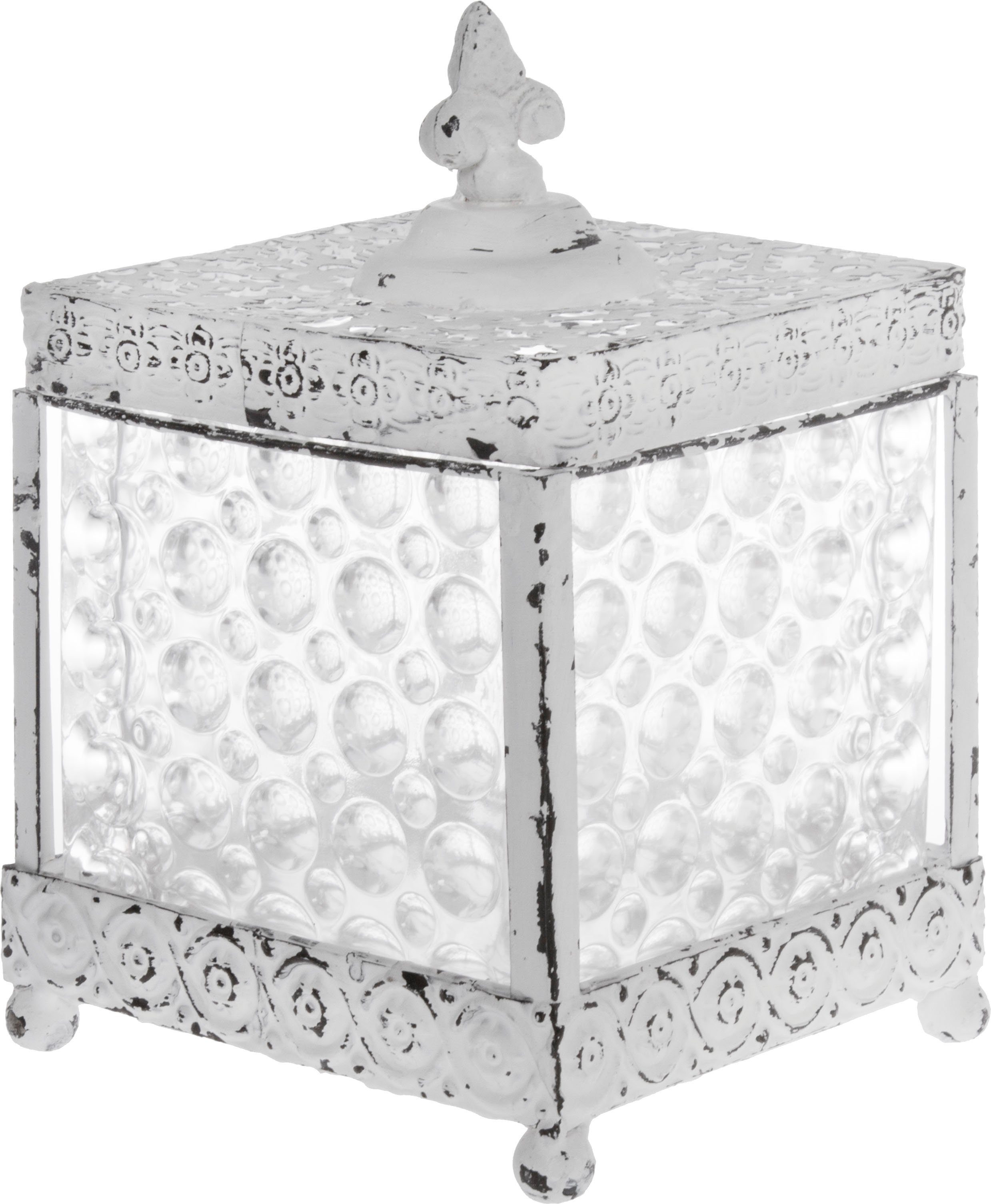 Myflair Möbel & Accessoires Opbergbox Leyla, wit van metaal & glas, met deksel