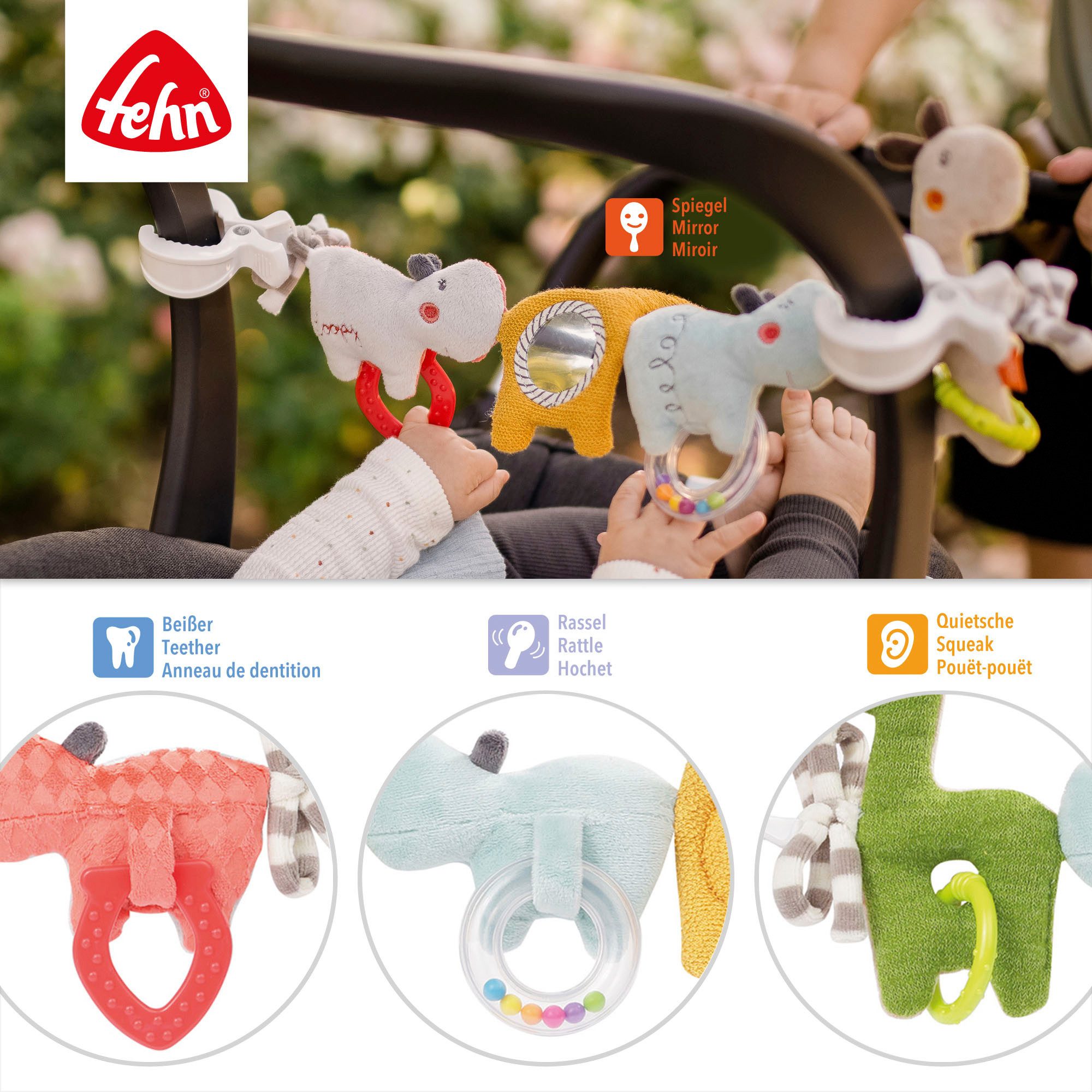 Fehn Kinderwagenketting Classic Stars, Loopy & Lotta