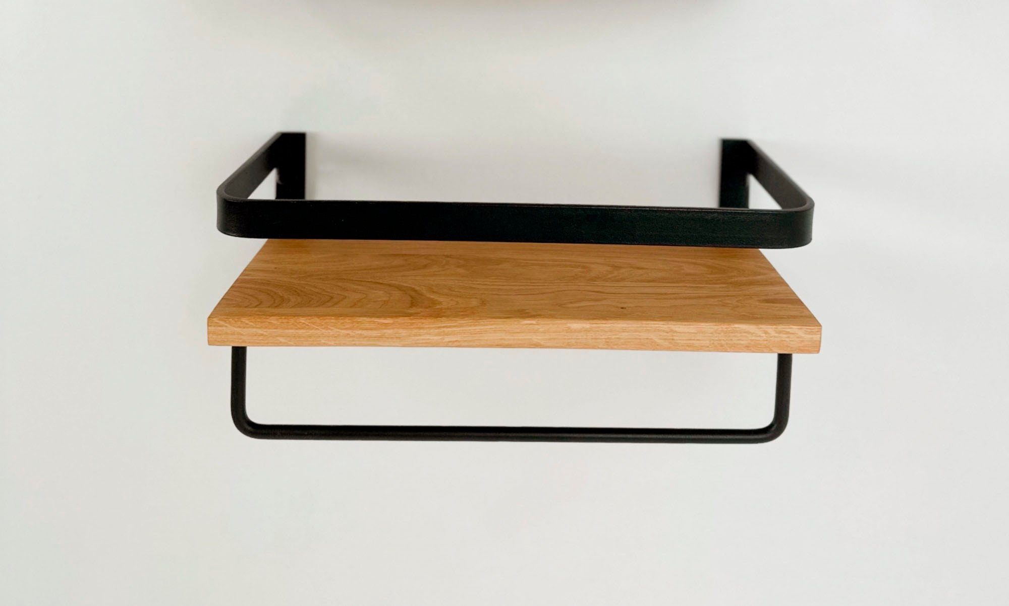 andas Wandplank Glarus van metaal met legplank van eiken wandplanken & -rekken maat 40 cm x 18 cm x 20 cm beige