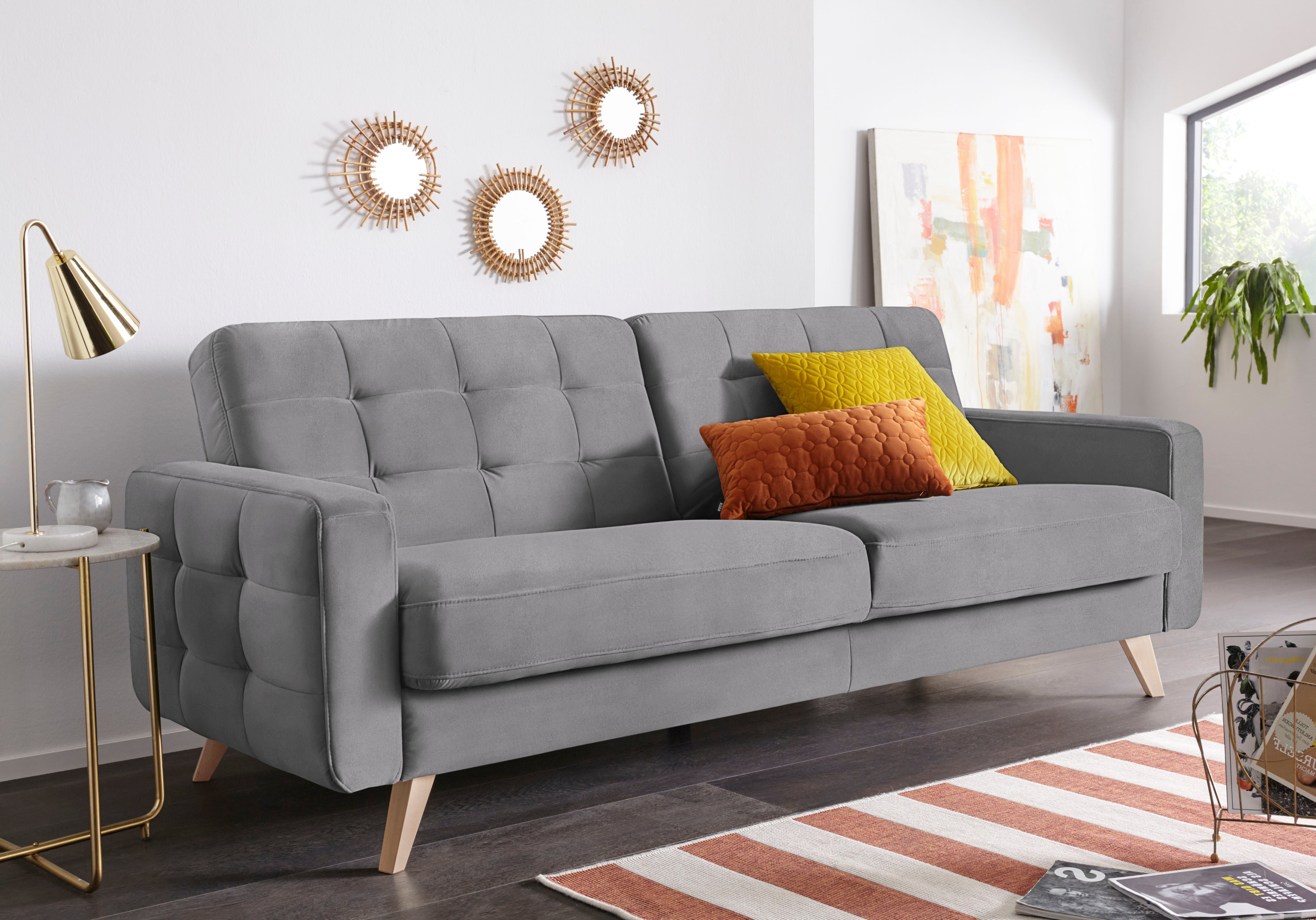 exxpo - sofa fashion 3-zitsbank Nappa, compact en comfortabel, handig, tijdloos design, L-vorm grijs, 3-zitsbanken
