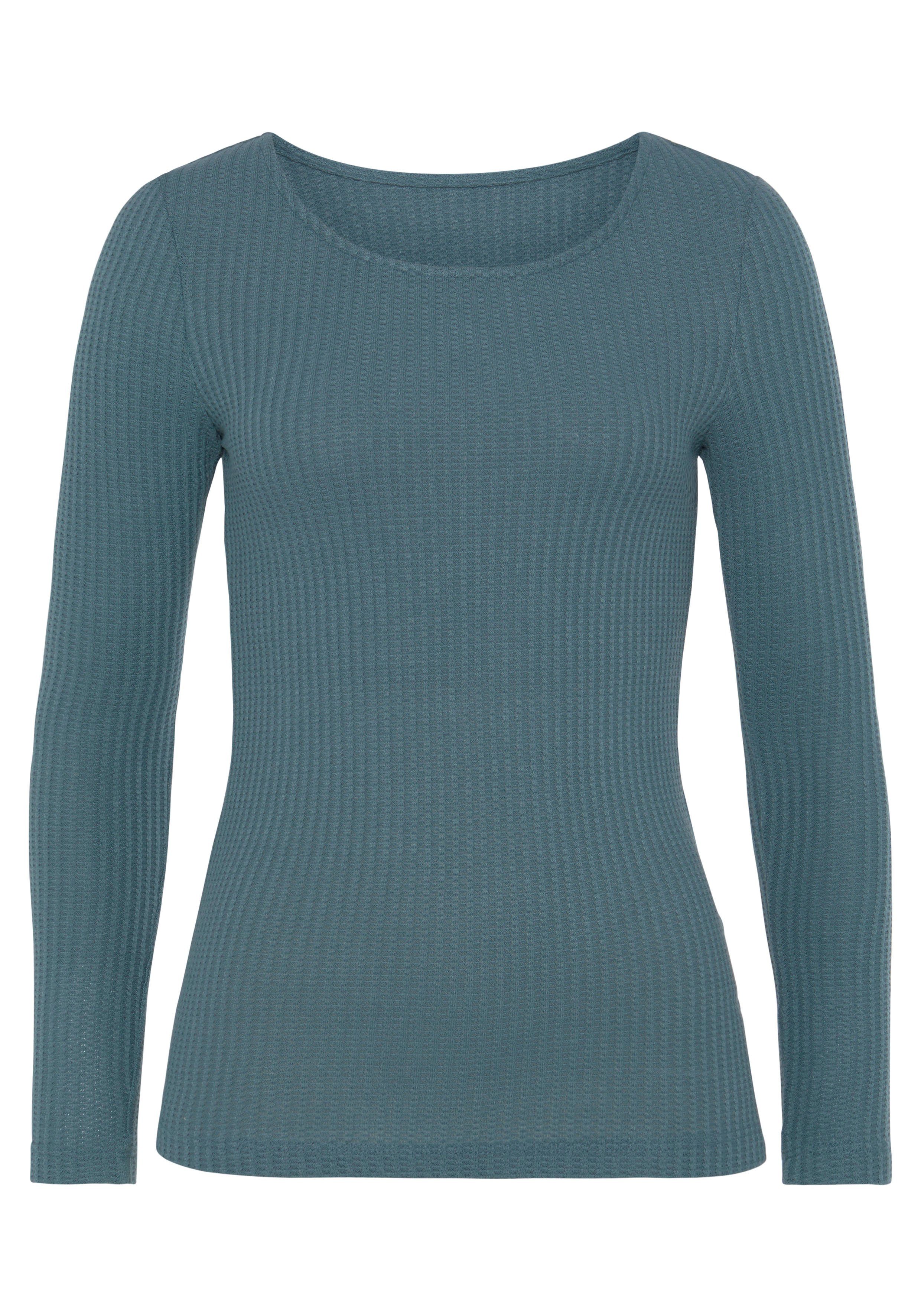 Lascana Shirt met lange mouwen In modieuze piqué-optiek van onderhoudsvriendelijke kwaliteit met viscose