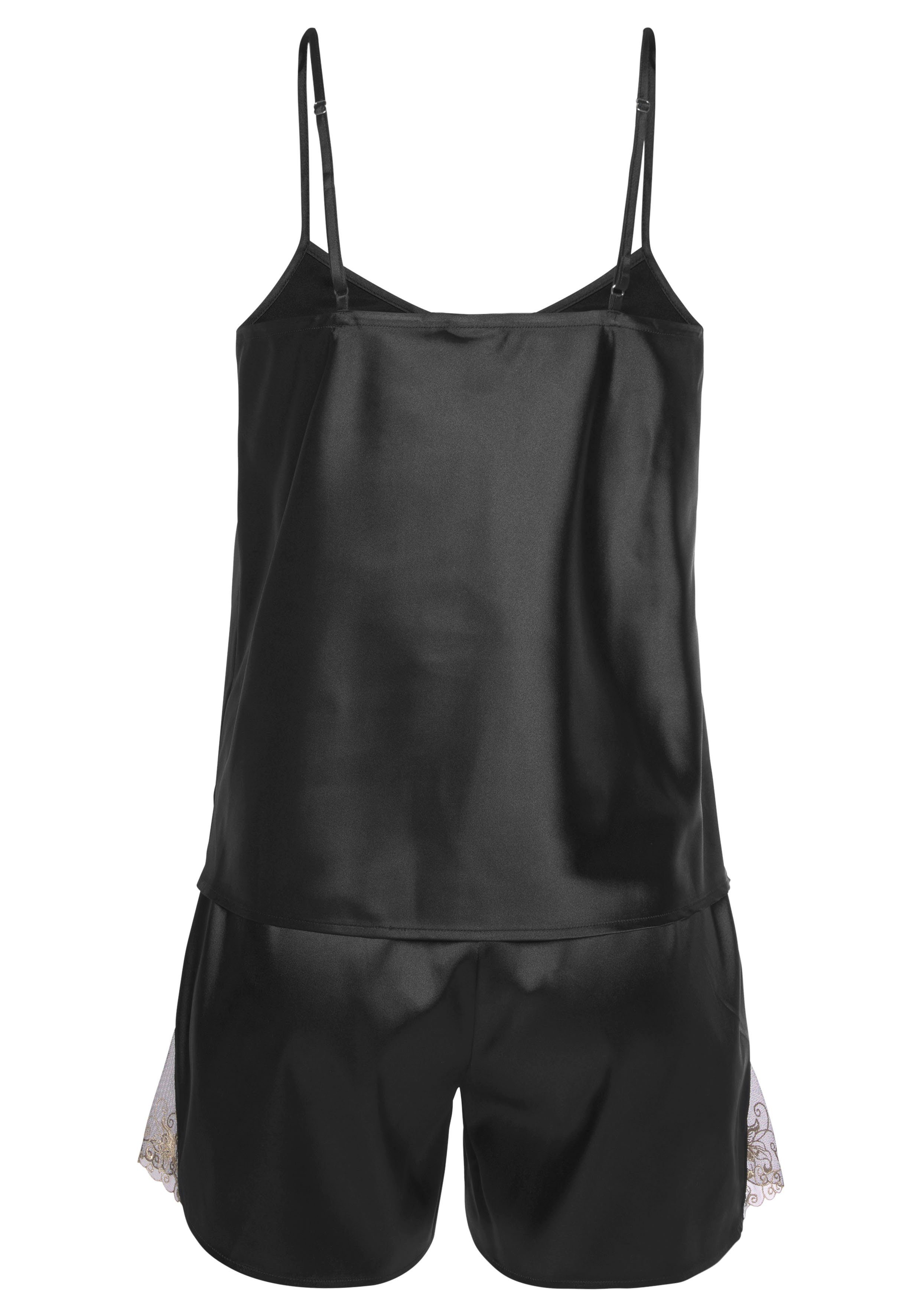Lascana Shortama met sierstrik en kanten inzetten (2-delig, 1 stuk)