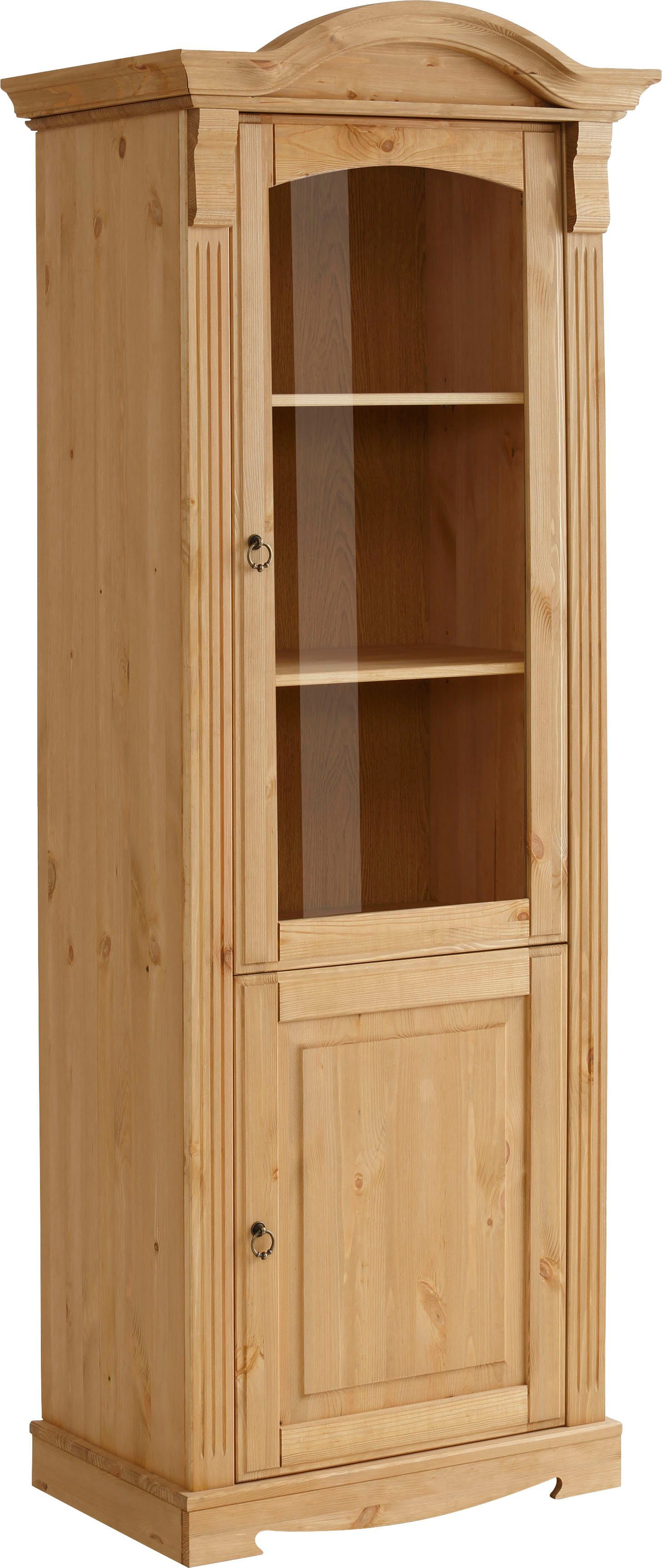 Home affaire Vitrinekast ANNA Breedte 69 cm, hoogte 187 cm, metalen grepen, van massief grenen, FSC®