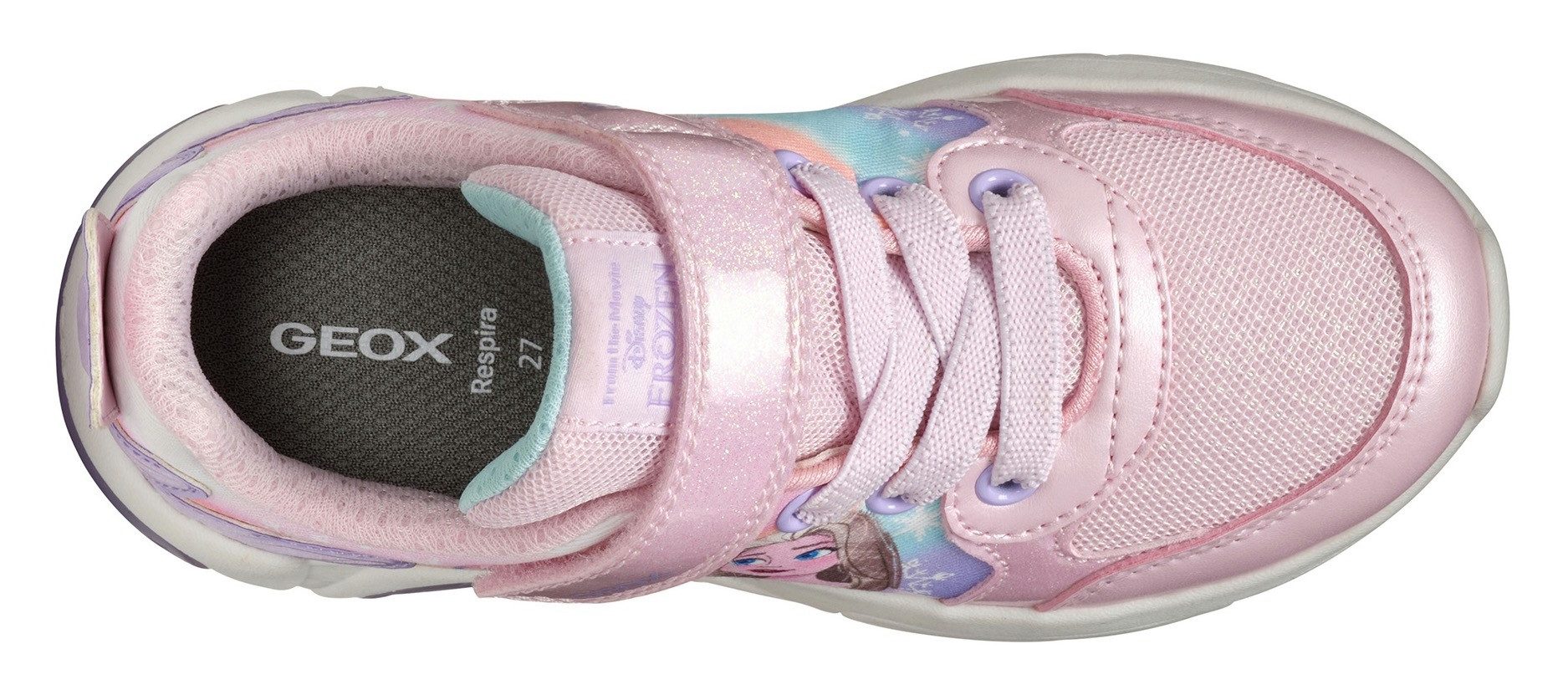 Geox Sneakers J FADINLIGHT GIRL knipper schoen , disney schoen, klittenbandschoen, frozen sneaker met knipperfunctie