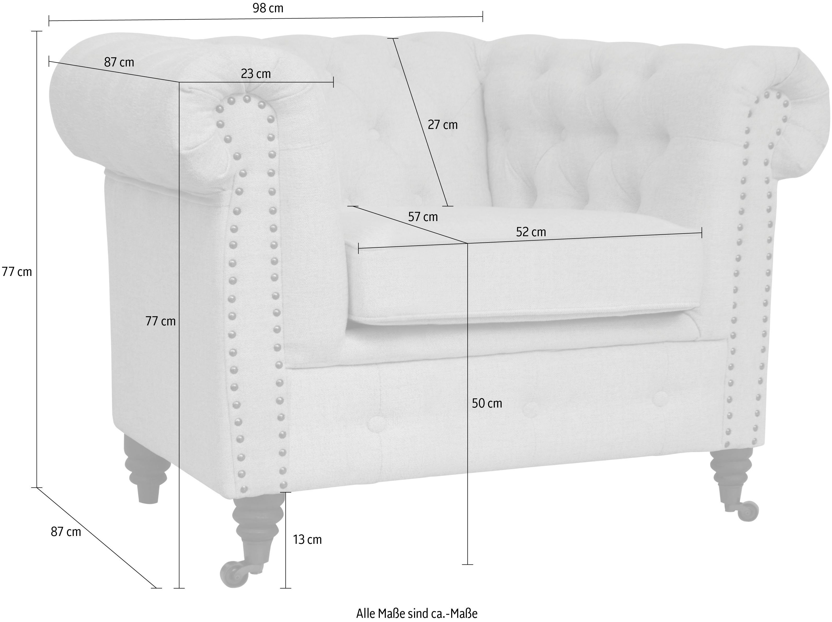Home affaire Chesterfield-fauteuil Aarburg fauteuil luxueuze capitonnage en siernagels in chesterfield-design