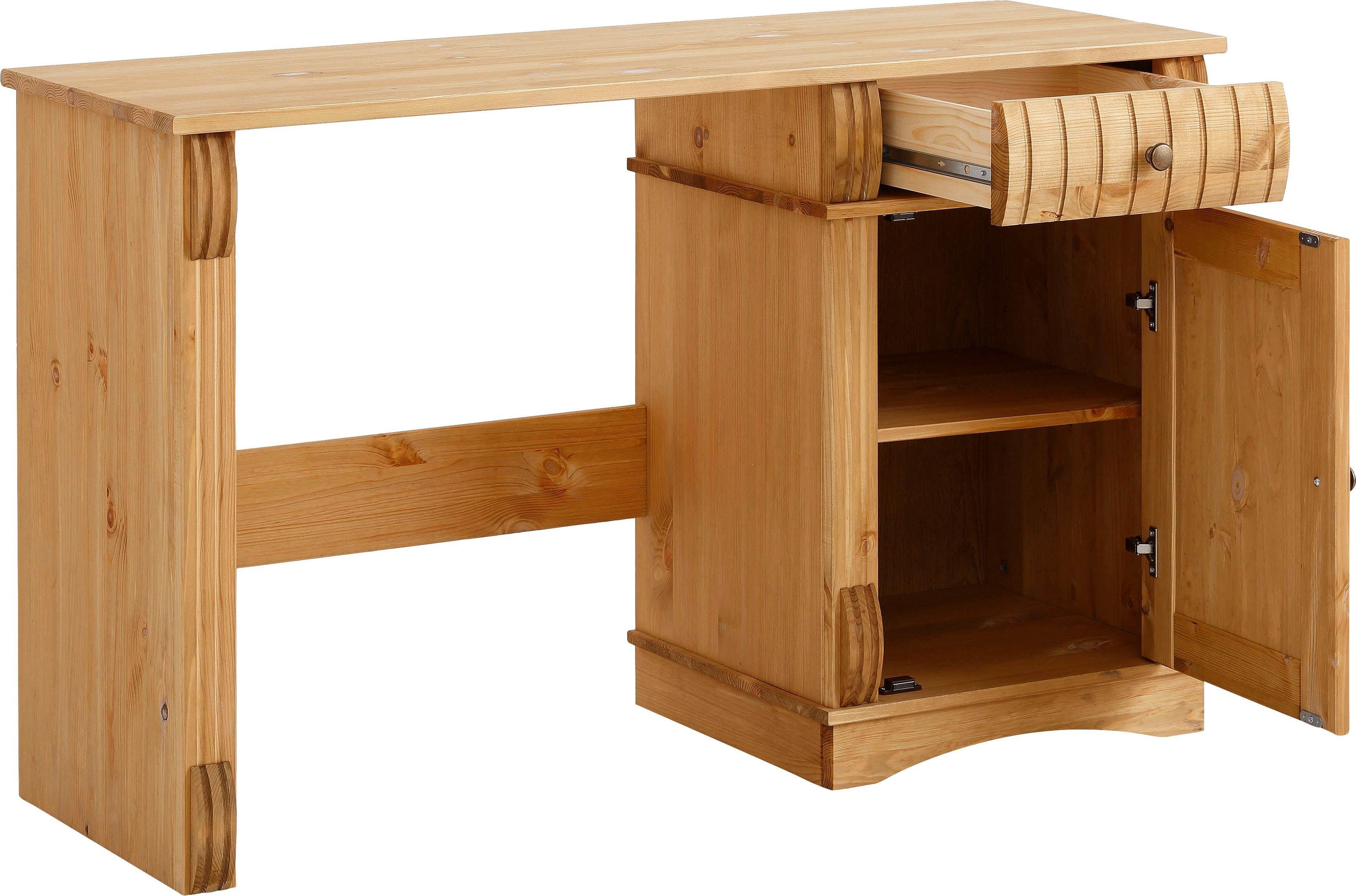 Home affaire Bureau Teresa Computertafel met lades, massief hout, breedte 120 cm