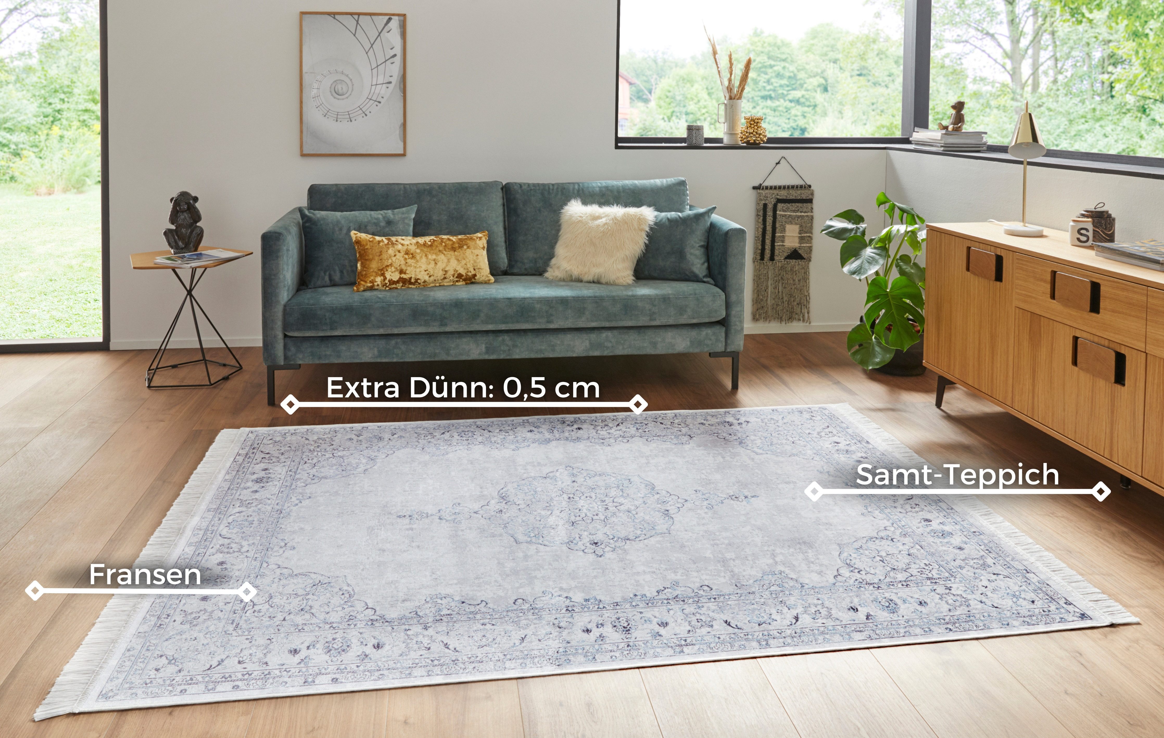 NOURISTAN Vloerkleed Orient Vintage medaillon Oriëntaals met franje, oriënt, woonkamer, slaapkamer, eetkamer