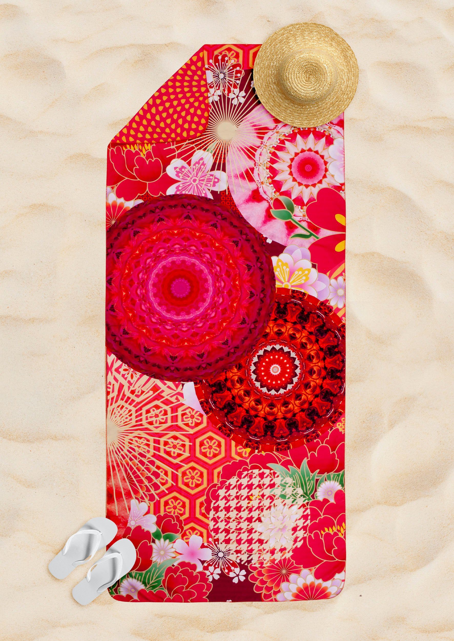 hip Strandlaken YUKI Microvezel, 50x100, Sneldrogend, Reis, Sport, Omkeerbaar, Rood (1 stuk)