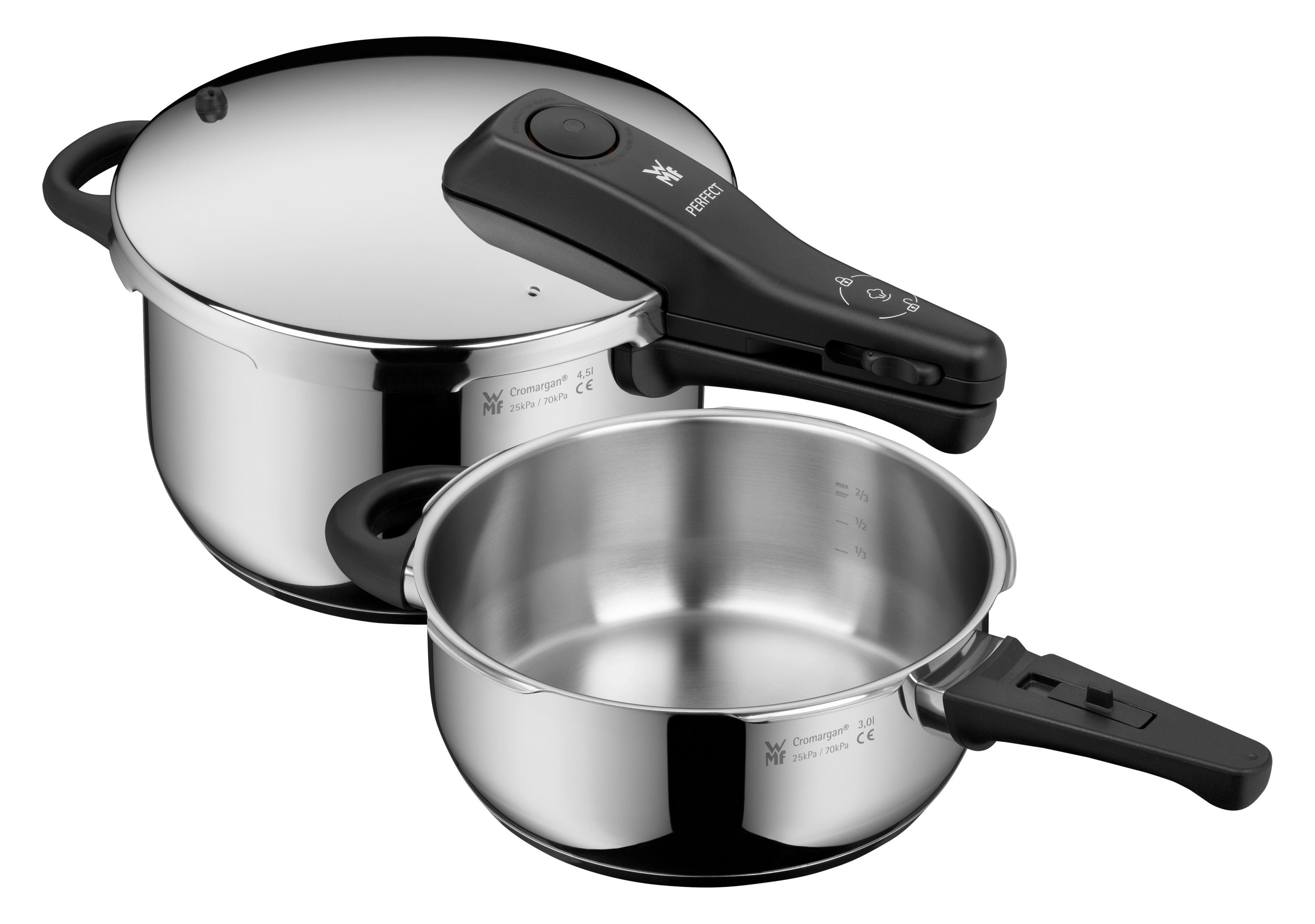 WMF Snelkookpan Perfect Afneembare dekselgreep (set, 2-delig) pannensets zilver(kleur)