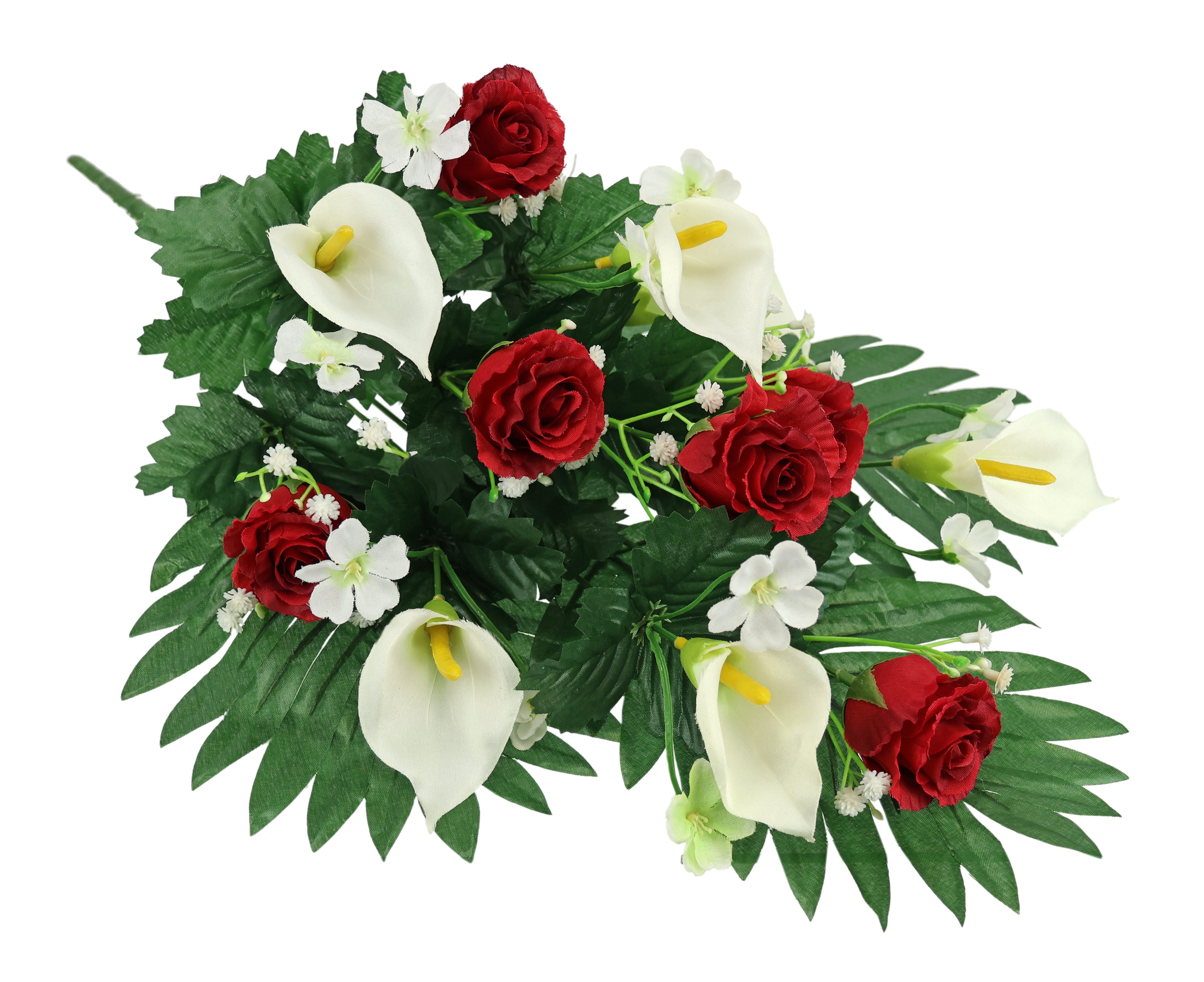 I.GE.A. Kunstbloem Decoratie met kunstrozen en calla Grafdecoratie, begraafplaats arrangement, bloem, zijden bloem, bloemen (1 stuk) kunstbloemen