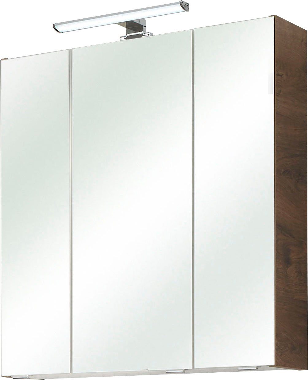 Saphir Spiegelkast Quickset badkamermeubel, 3 spiegeldeuren, 6 planken, 65 cm breed spiegels & verlichting beige