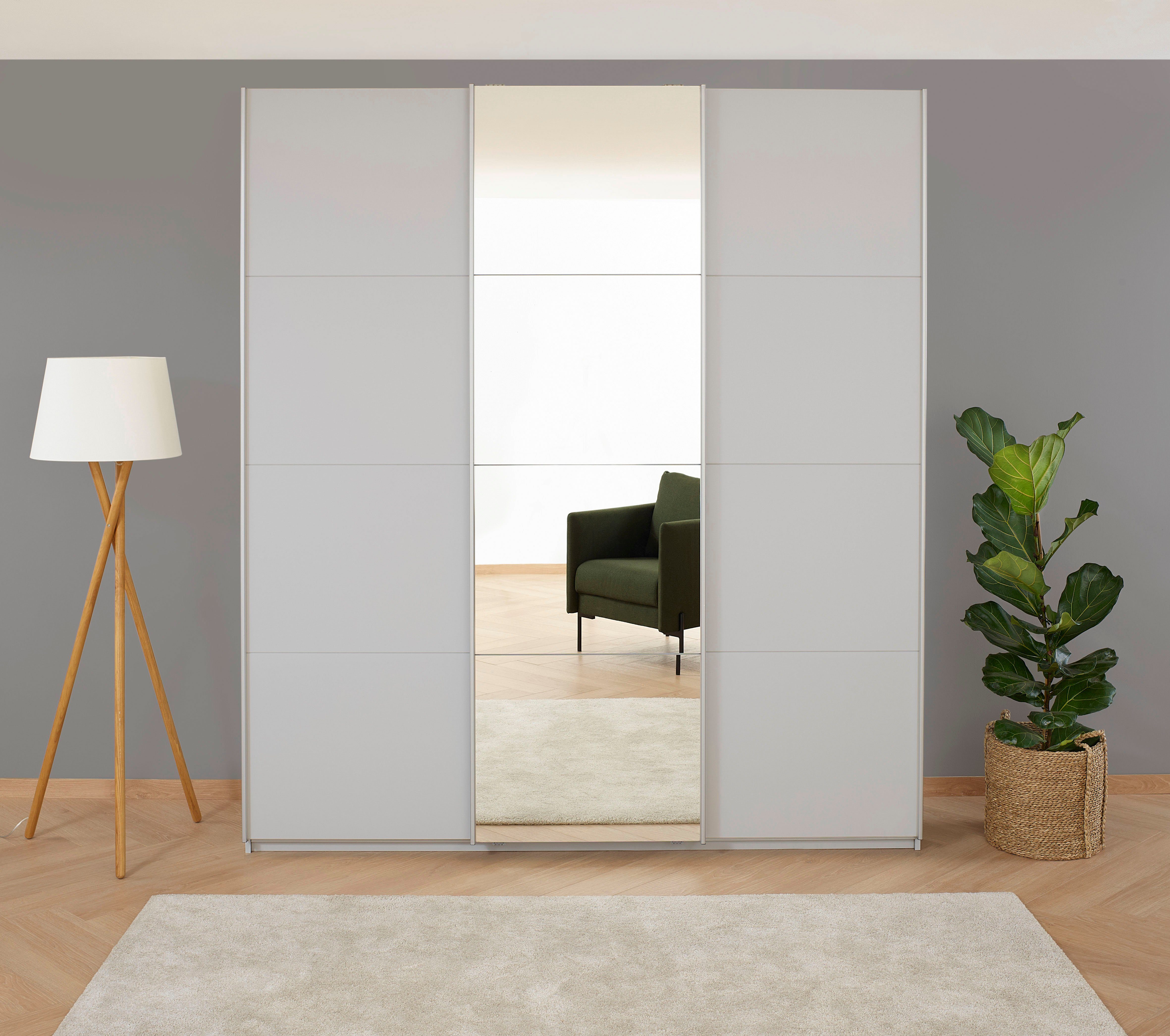 rauch Zweefdeurkast Kledingkast kast garderobe BESTSELLER KOLUNA met spiegel inclusief 2 binnenladen en extra legplanken made in germany