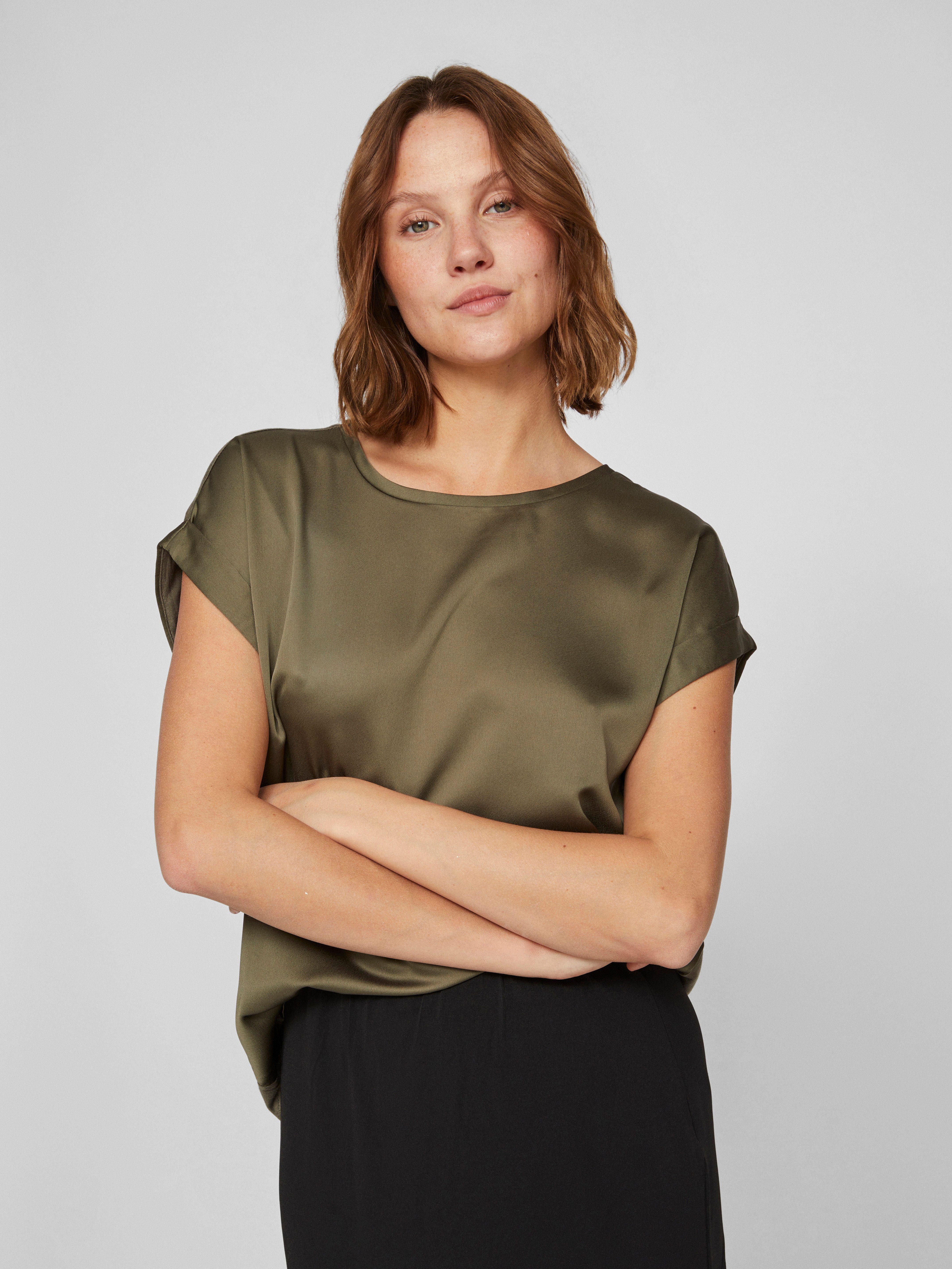 Vila Shirt met korte mouwen VIELLETTE S/S SATIN TOP - NOOS