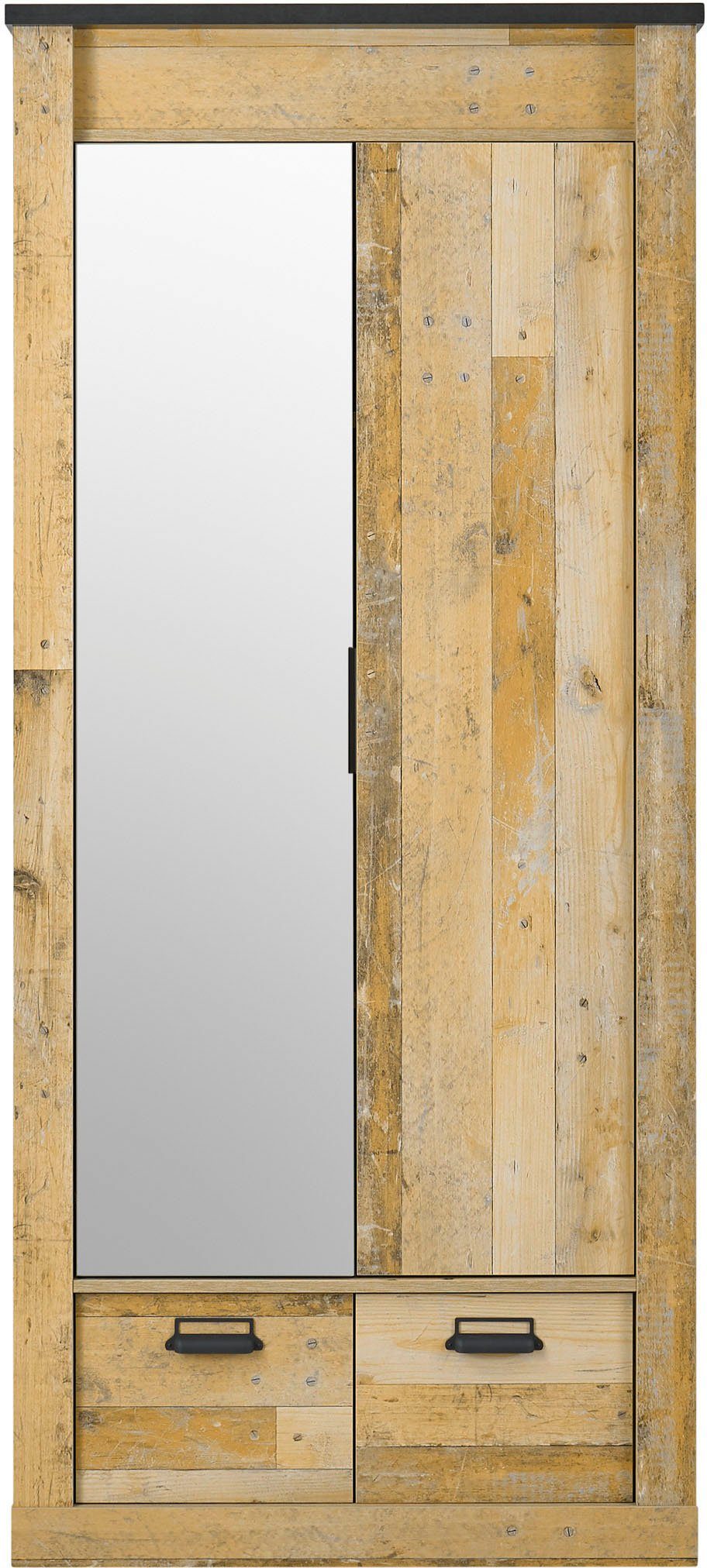 Home affaire Kledingkast SHERWOOD linn kast garderobe met spiegel kan worden gebruikt met kledingstang of legplanken, breedte 93 cm