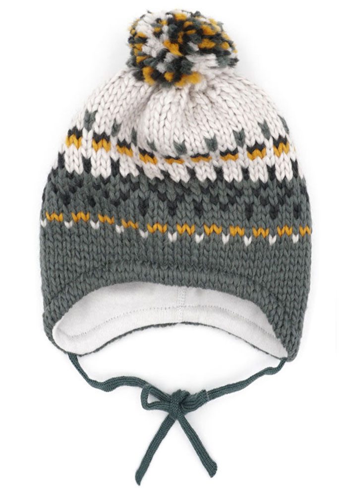 MAXIMO Gebreide muts in grof gebreide jacquard met pompon en voering