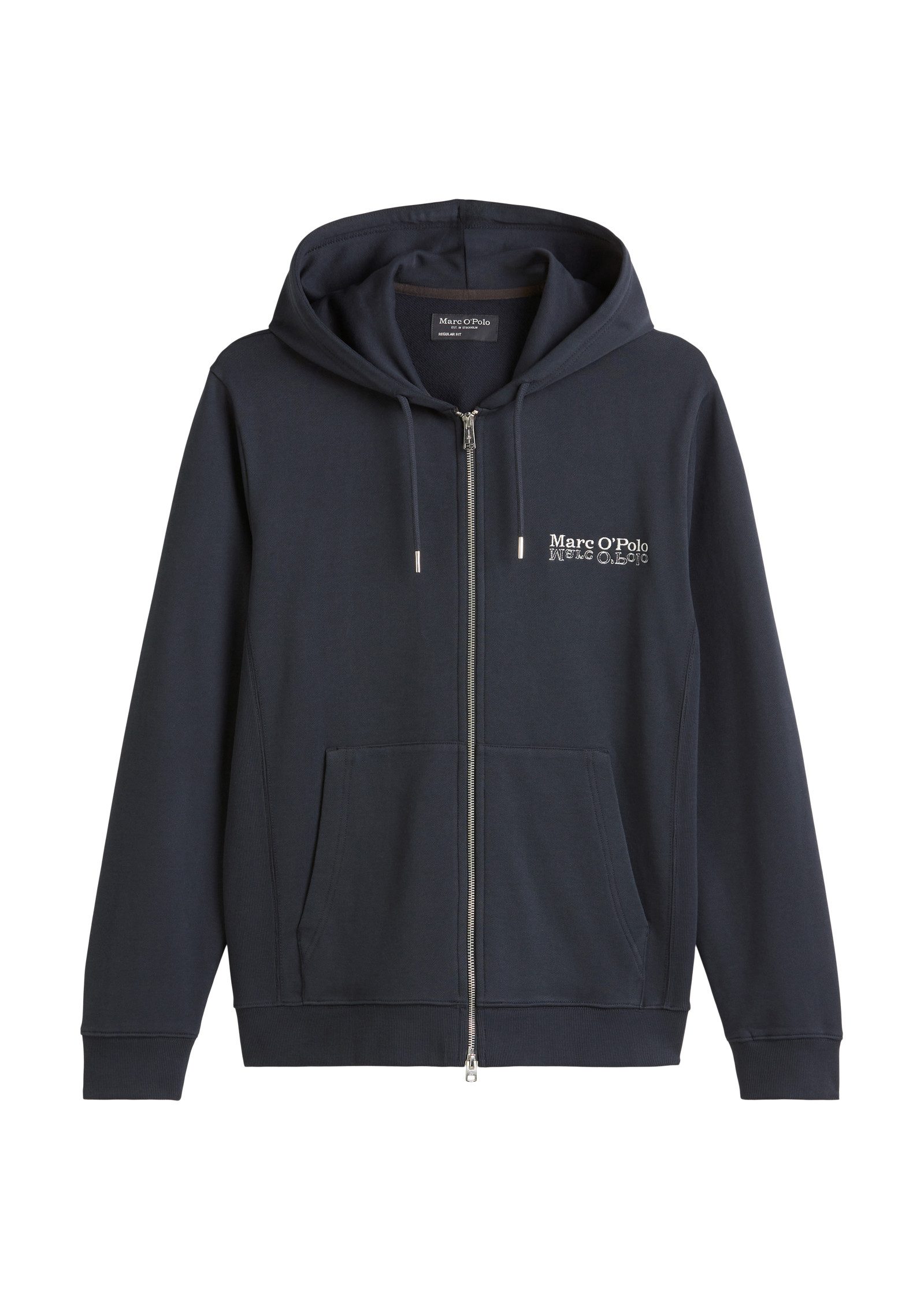 Marc O'Polo Capuchonsweatvest met elastische rib-inzetten aan de zijkanten