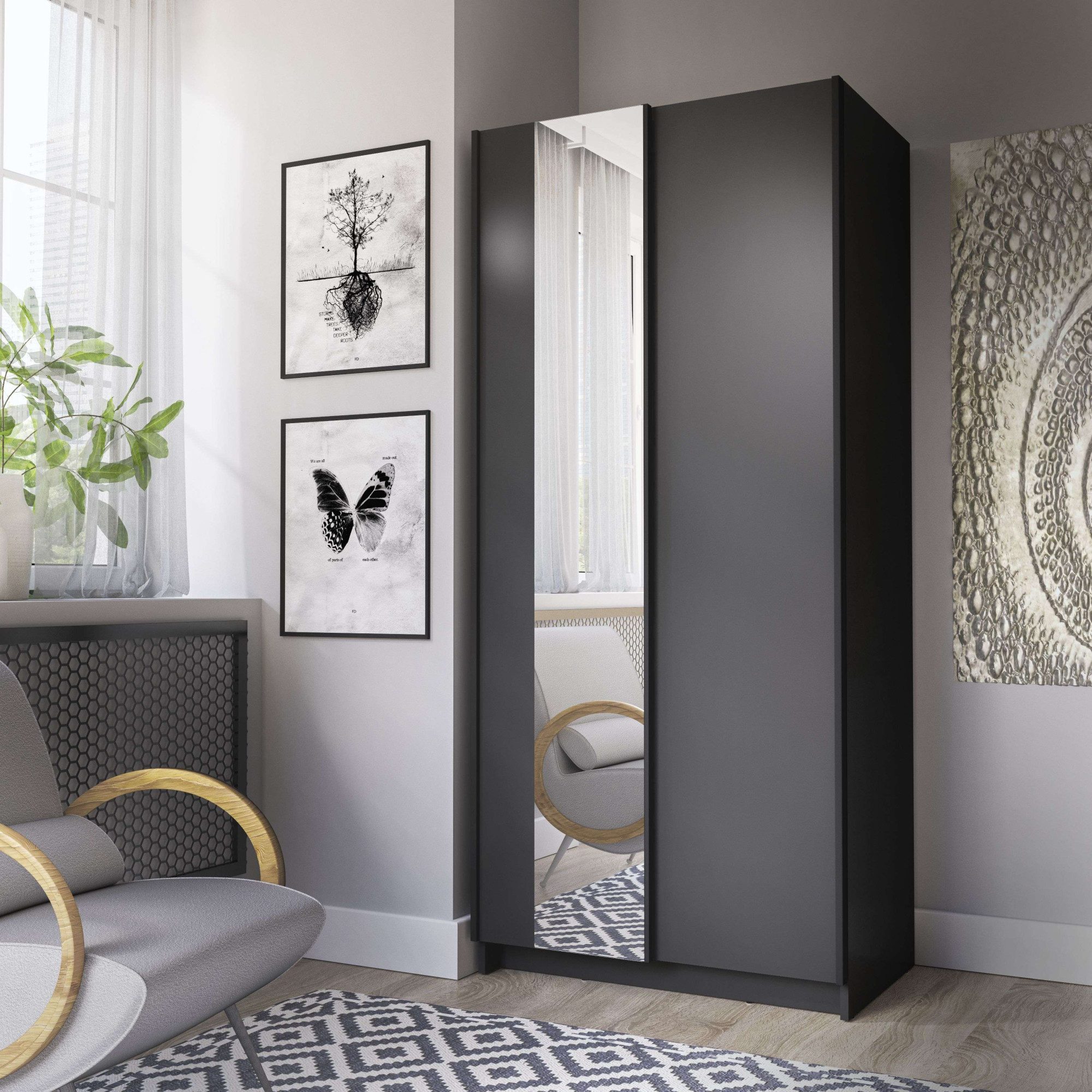 INOSIGN Kledingkast Hildreth linnenkast schuifdeuren, goedkope verzendkosten met spiegel, fsc®-gecertificeerd houtmateriaal, in 3 breedtes