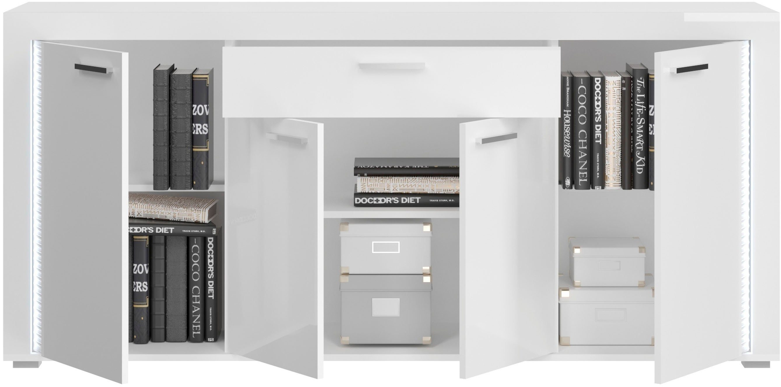 INOSIGN Dressoir Viborg, Breedte 182 cm, inclusief verticale frontverlichting