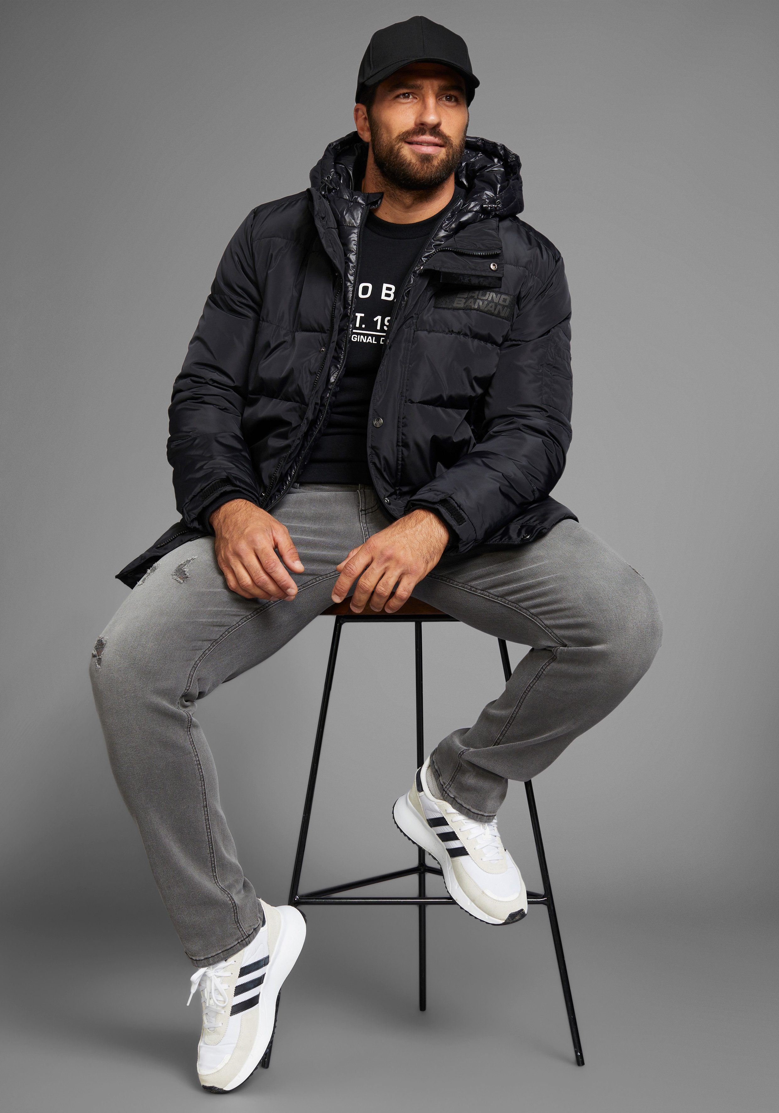 Bruno Banani Straight jeans Hutch rechte broekspijpen gedeeltelijk met modieuze destroyed-effecten