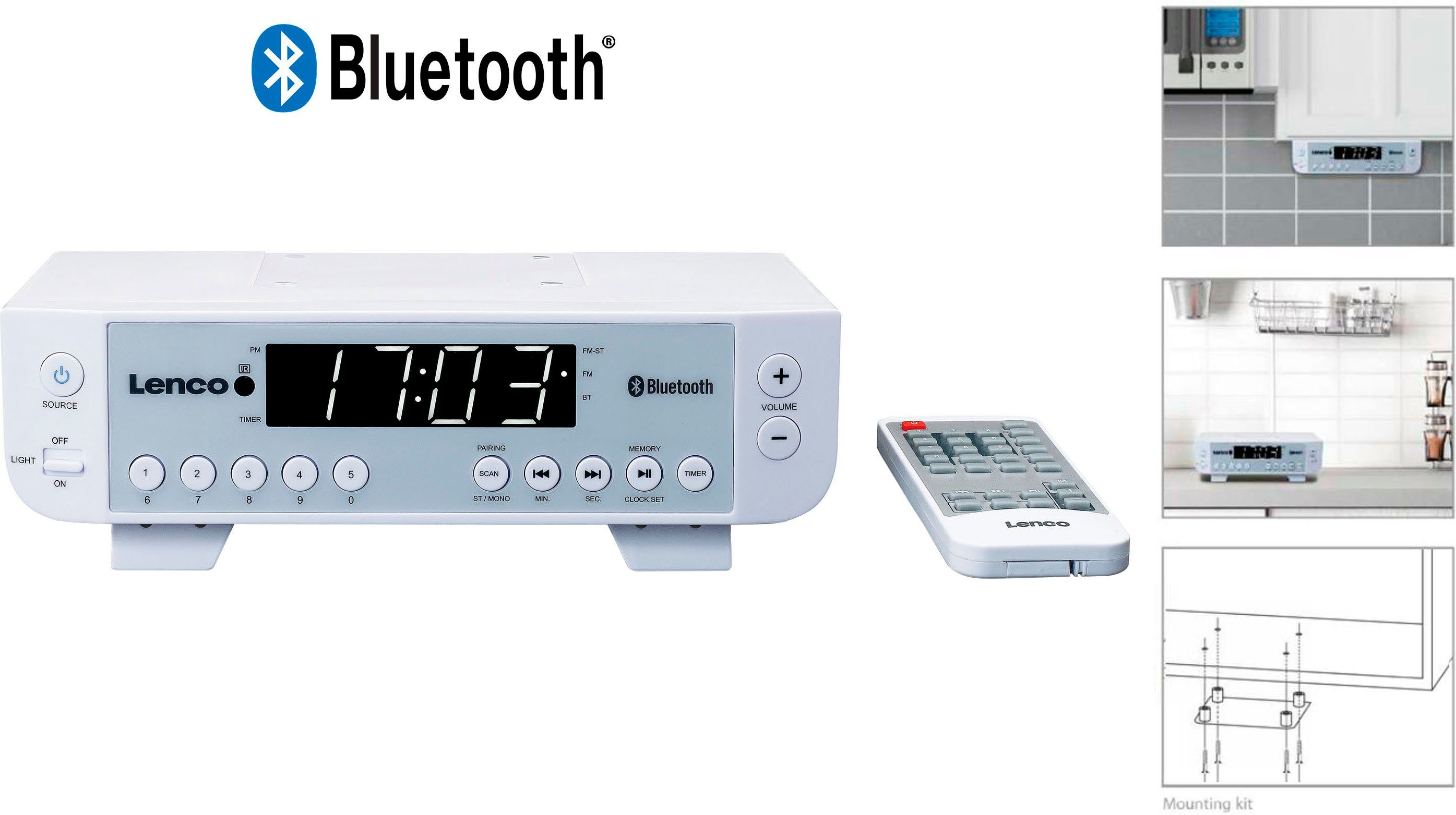 Lenco KCR-100 FM Keukenradio Bluetooth Wit