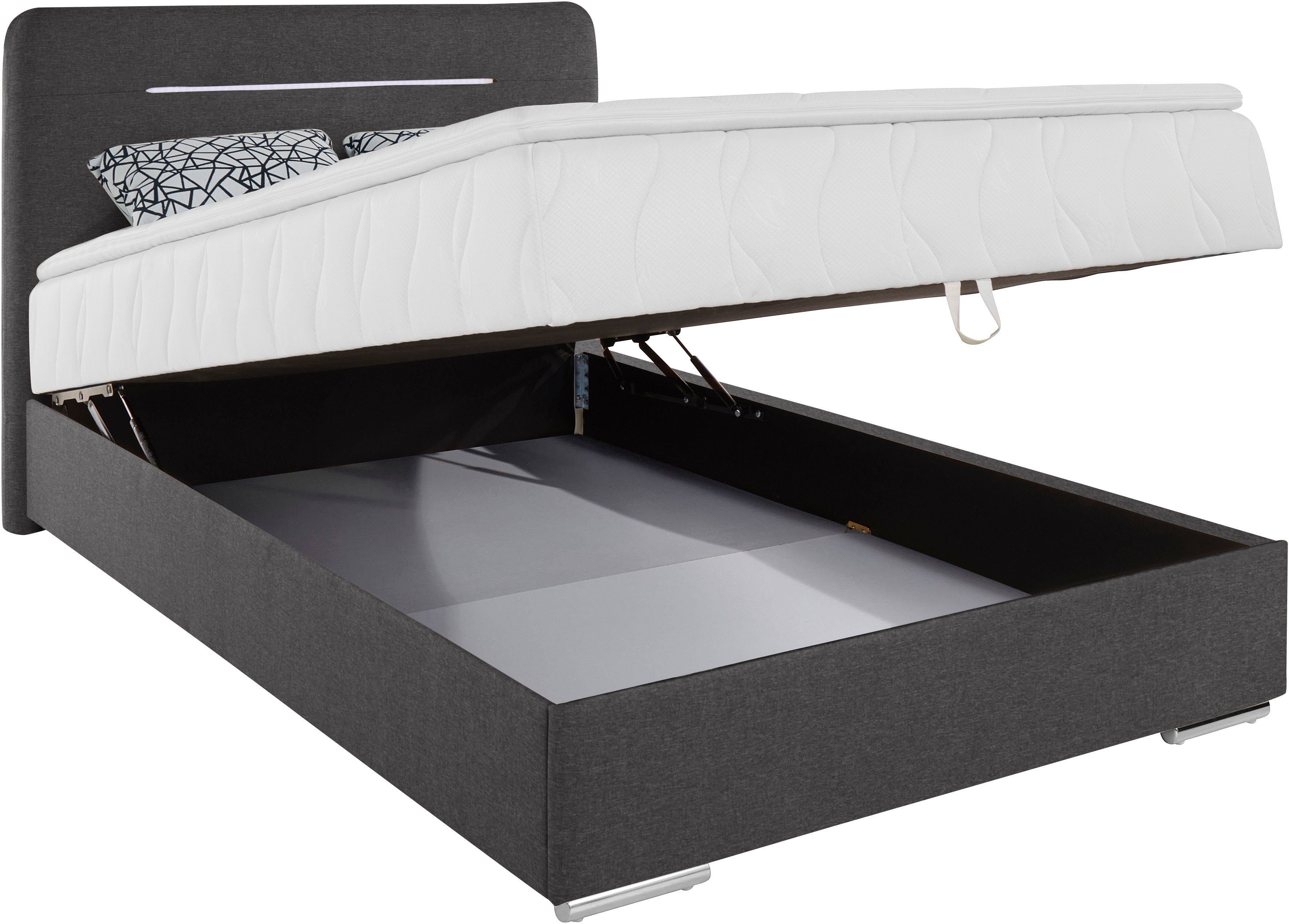 COTTA Boxspring Lighstar inclusief ledverlichting, topmatras, bedkist en sierkussen