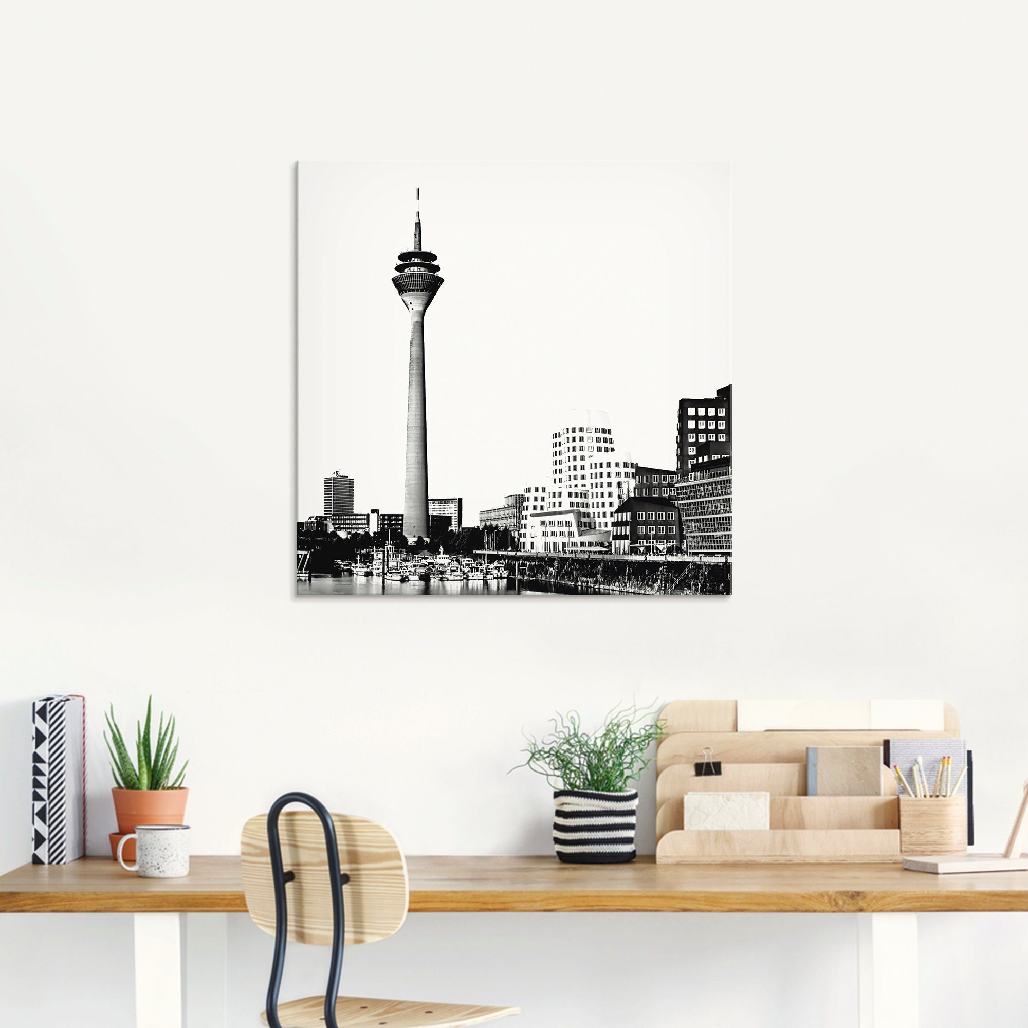 Artland Print op glas Düsseldorf collage skyline 15