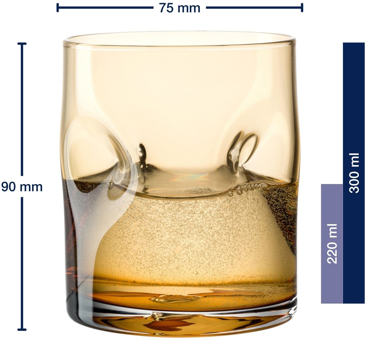 LEONARDO Glazenset Drinkglas VESUVIO, 300 ml, 4-stuks set conische vorm, opvallend design - met inkepingen (set, 4-delig)