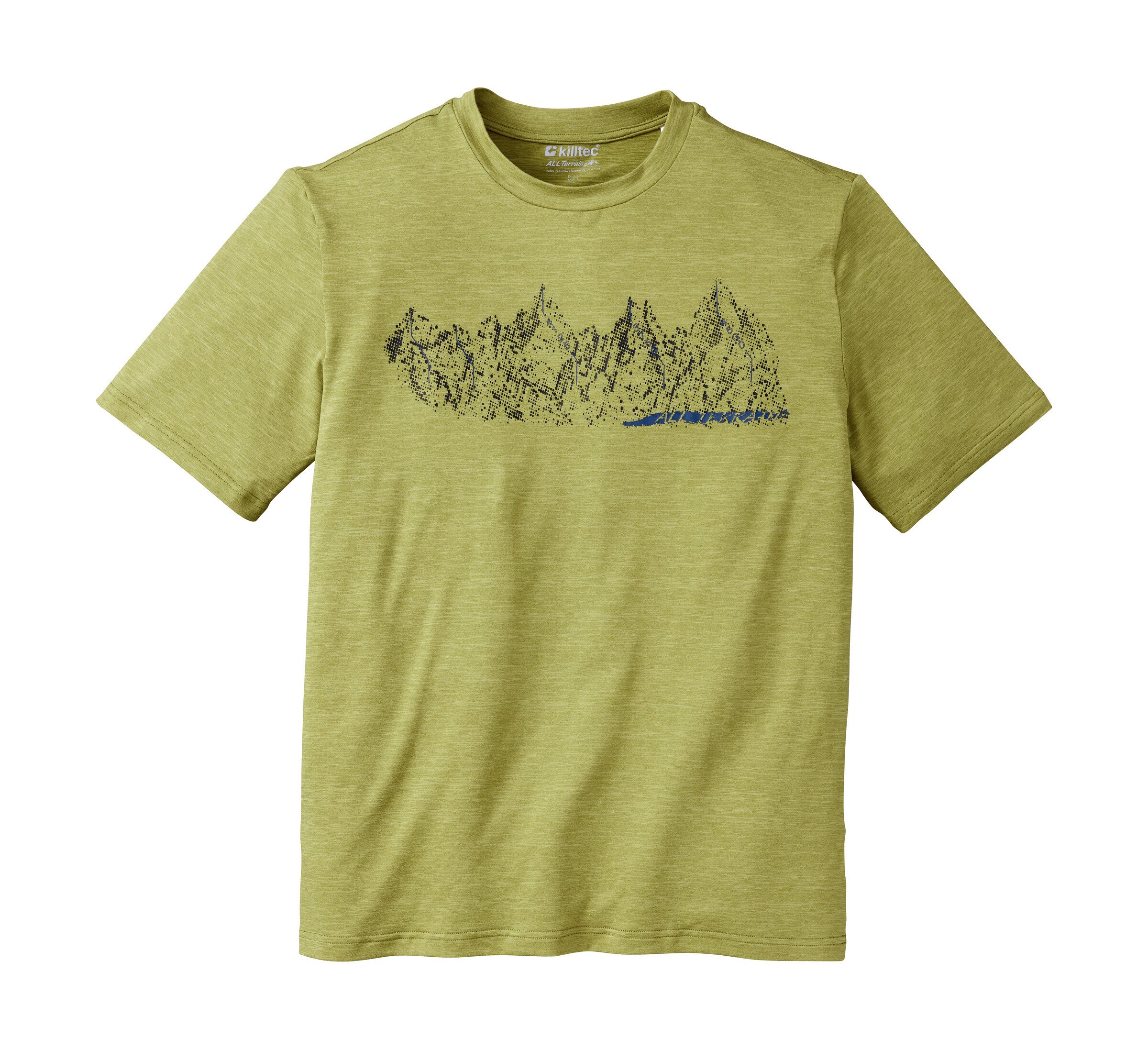 Killtec T-shirt Lilleo MN TSHRT C Sneldrogend heren T-shirt met bergprint en melange-look