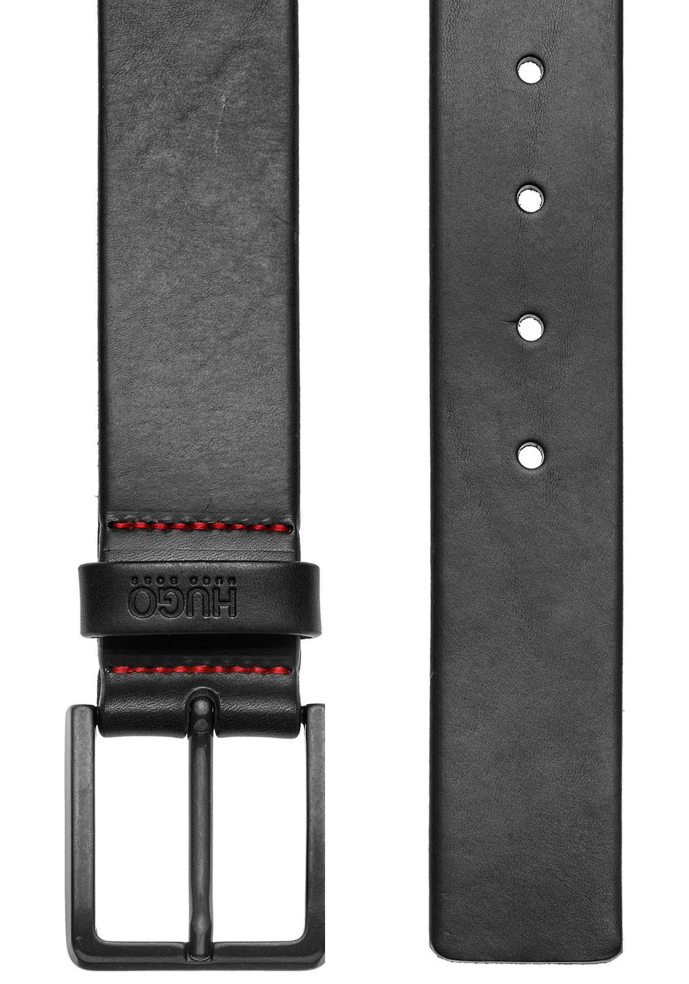 HUGO Leren riem Gionio van italiaans leer met logo-embossing op de lus