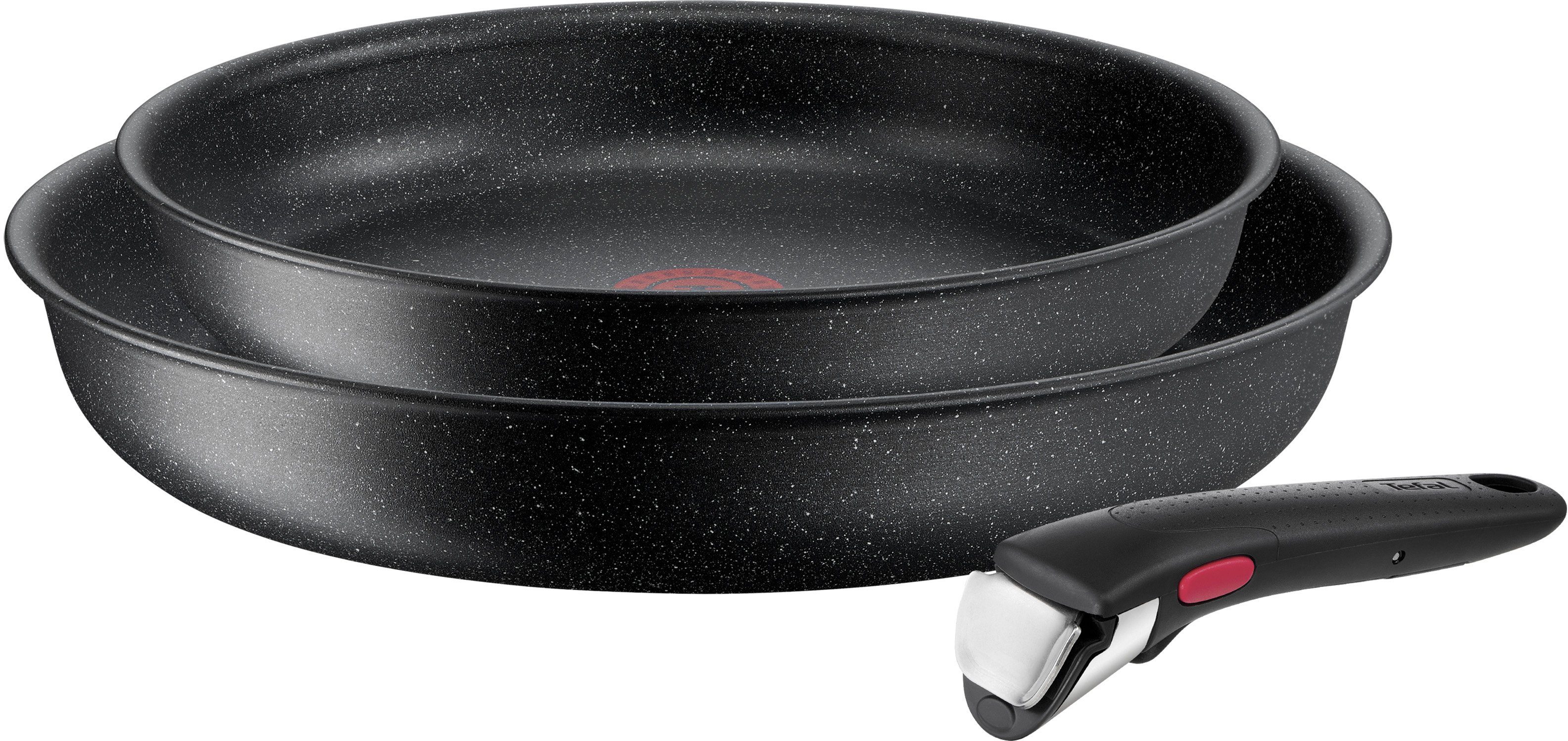 Tefal Pannenset Ingenio Black Stone Anti-aanbak, afneembare handgreep, thermo-signaal, voor alle kookplaten, inductie (set, 3-delig) pannensets