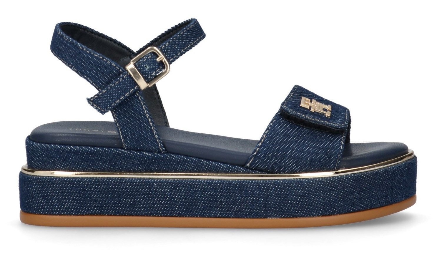 Tommy Hilfiger Plateausandalen , sandaal, slides, jeans-schoen met luxe paspel