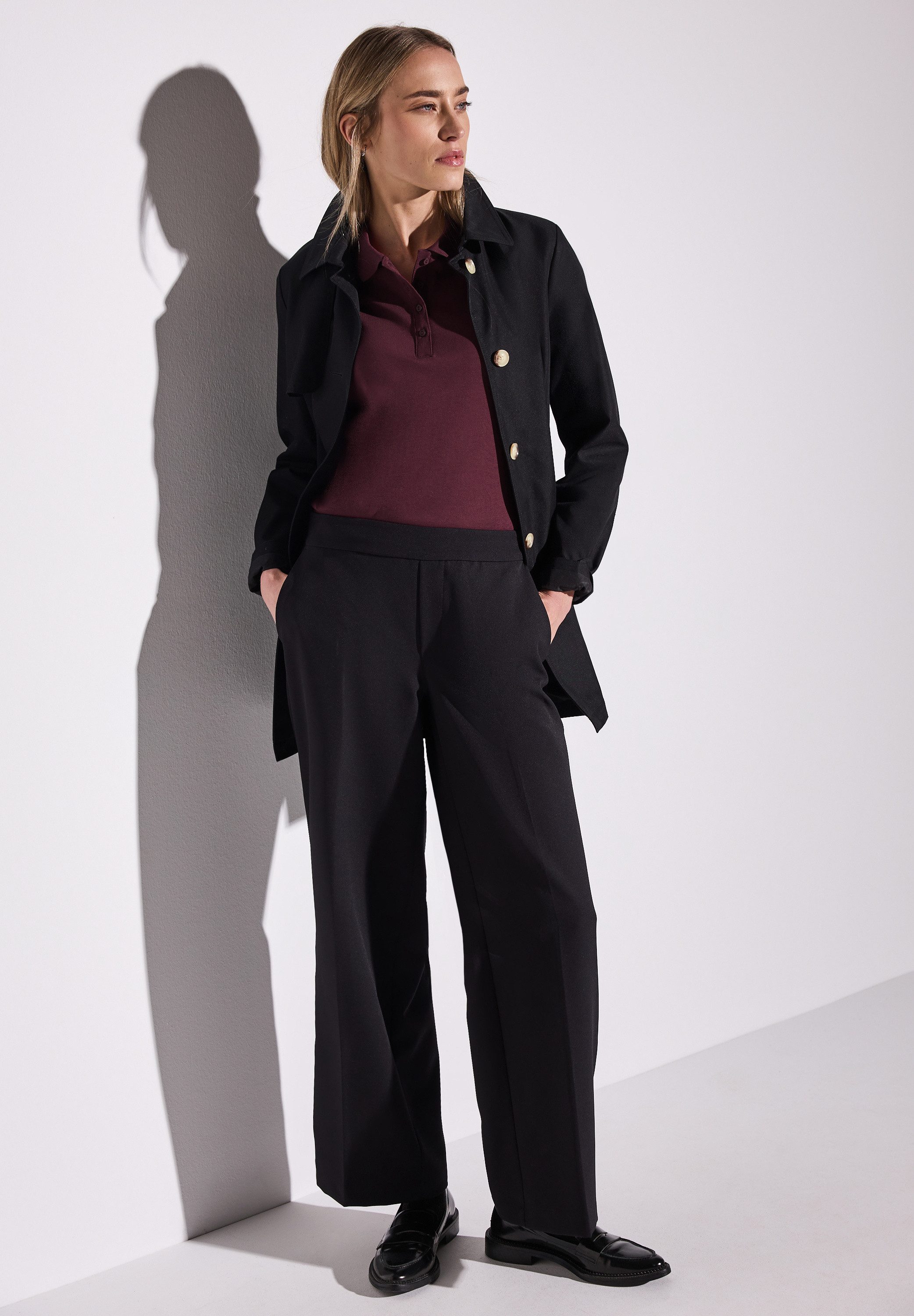 STREET ONE Poloshirt met ribstructuur