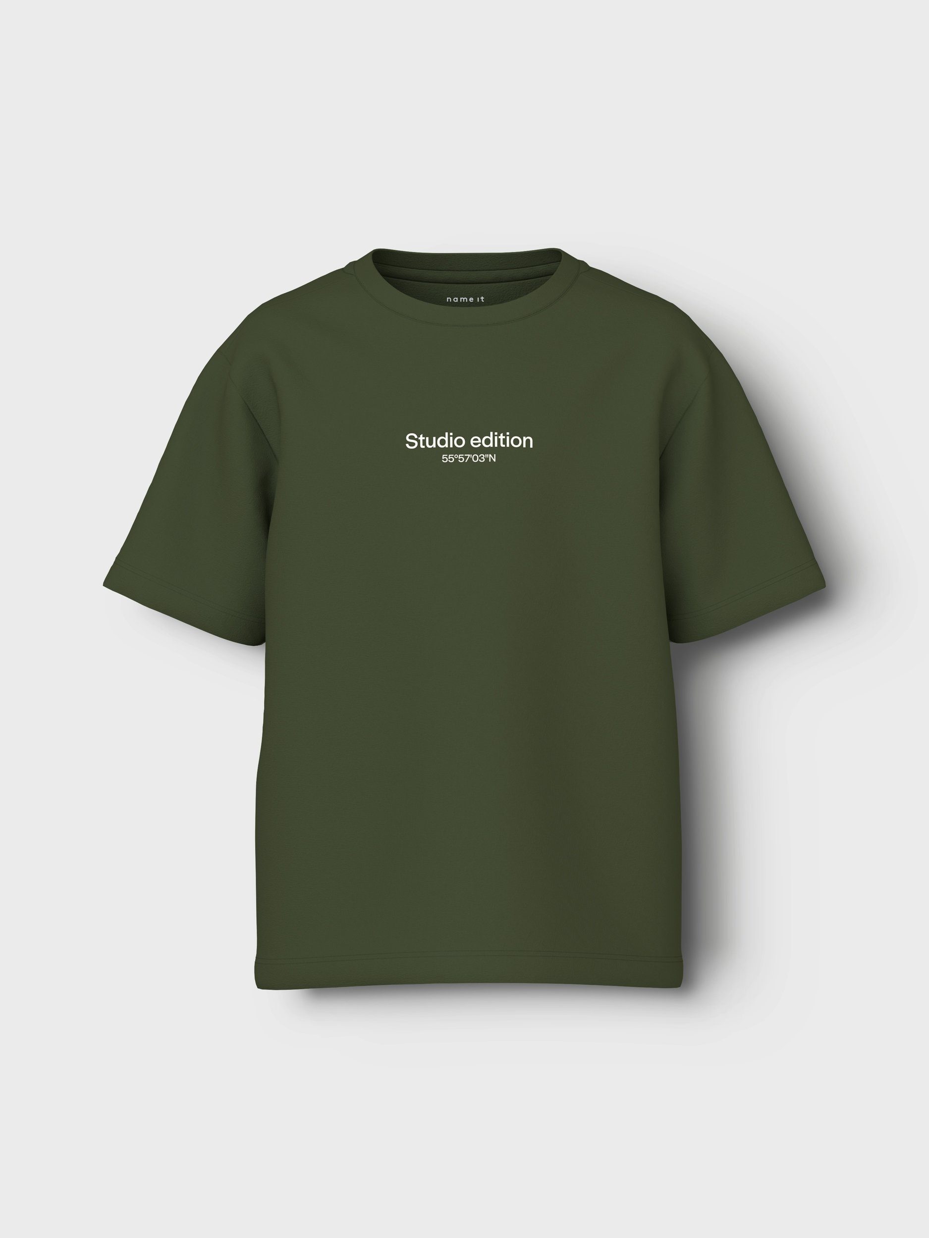 Name it KIDS T-shirt NKMBRODY met tekst donkergroen Jongens Katoen Ronde hals 122 128
