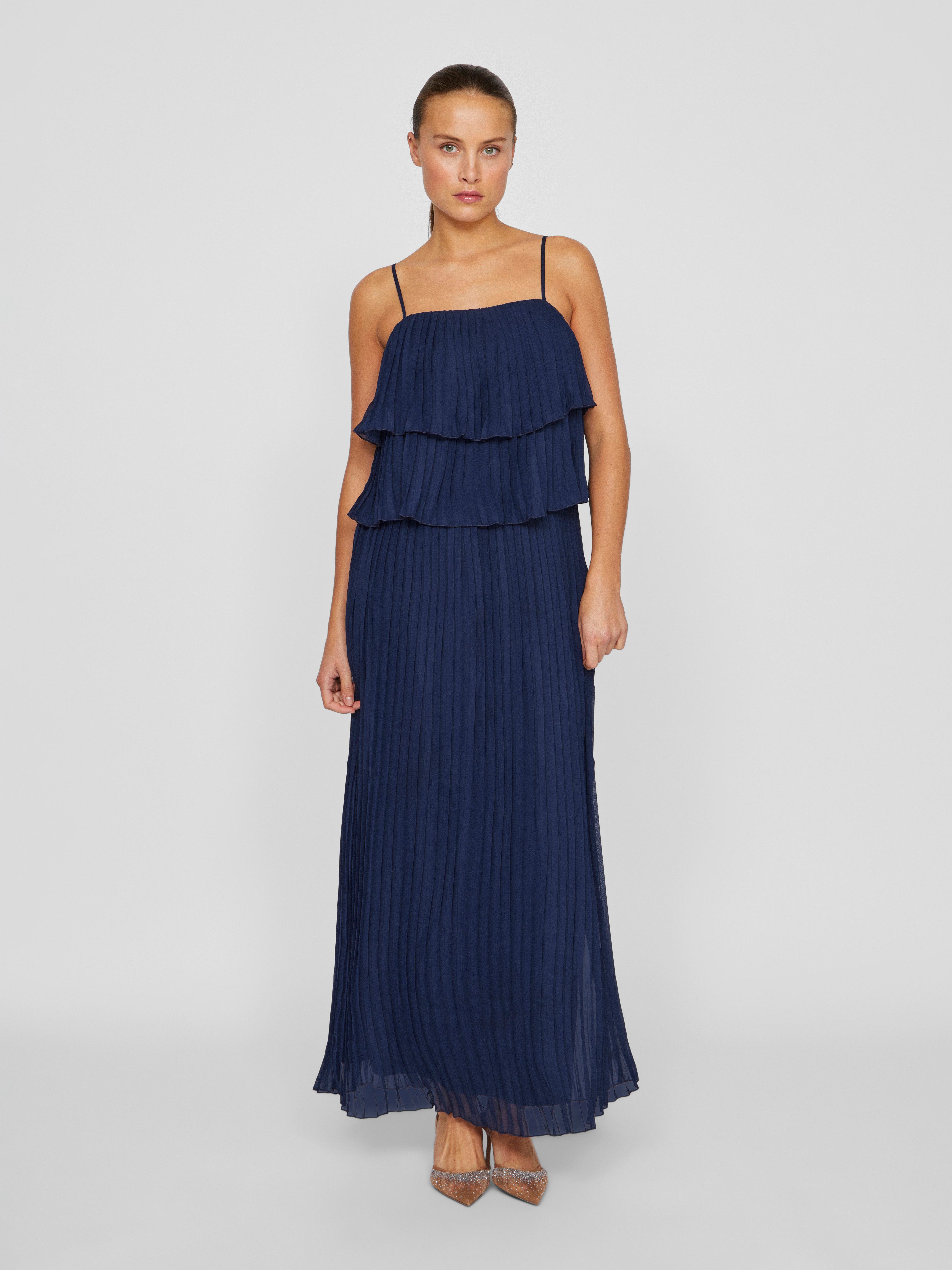Vila Jurk met bandjes VICHIFFON SINGLET PLEATS DRESS NOOS