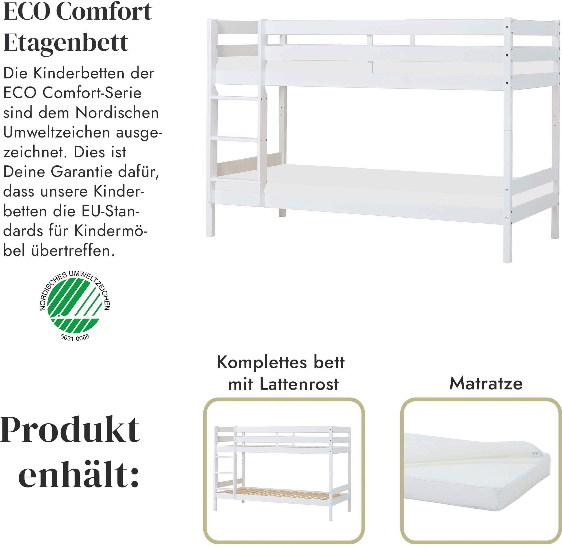 Hoppekids Stapelbed Eco comfort kinderbed 90x200 of 70x160 van massief hout in 4 kleuren