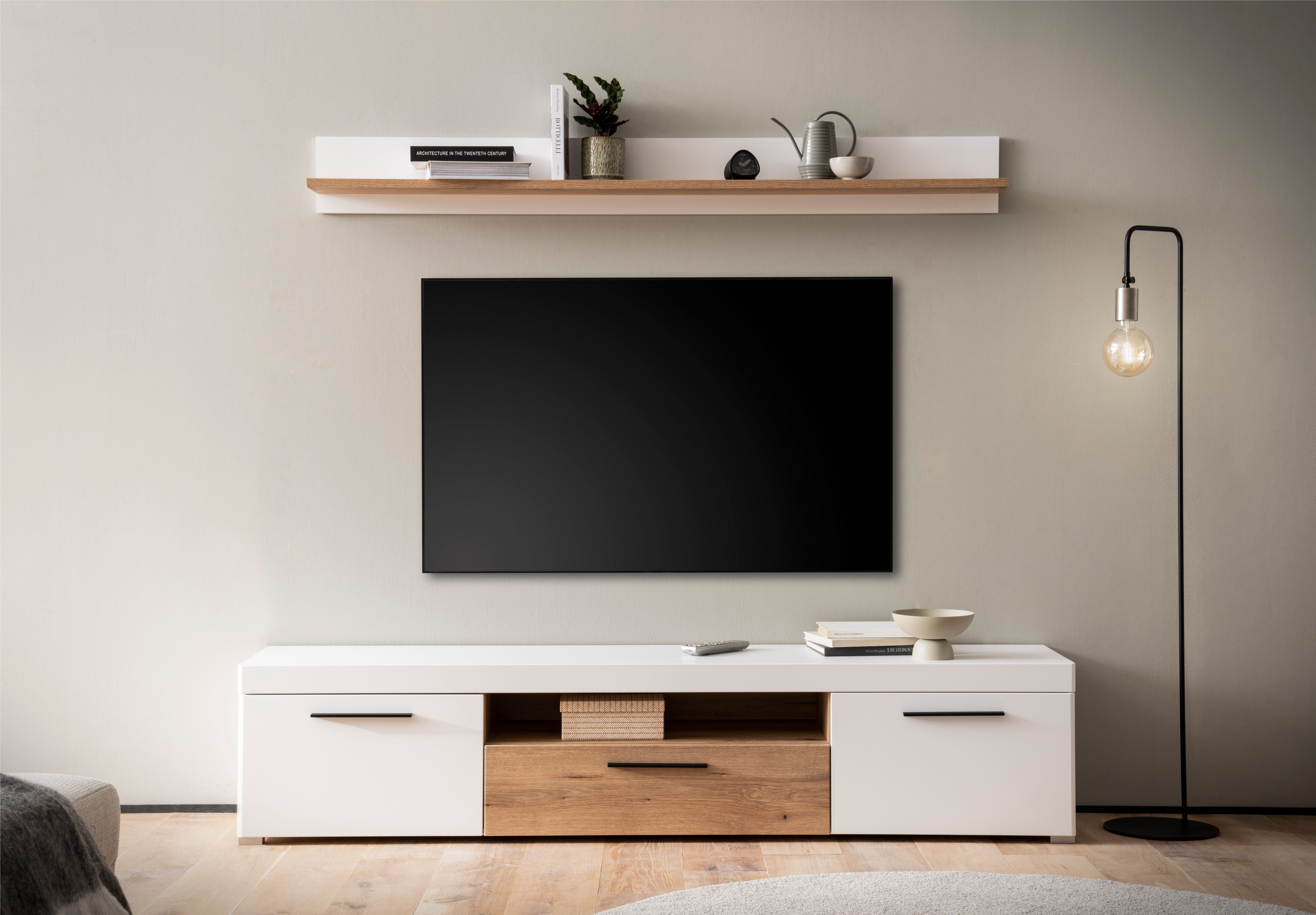 INOSIGN Wandrek Salerno, moderne wandplank, Wandhouder met opbergruimte, 180 cm breed